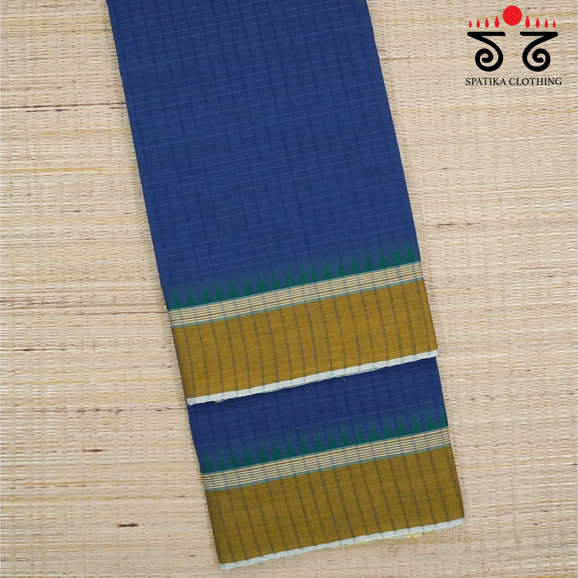 Blue Andhra Handwoven Cotton Saree