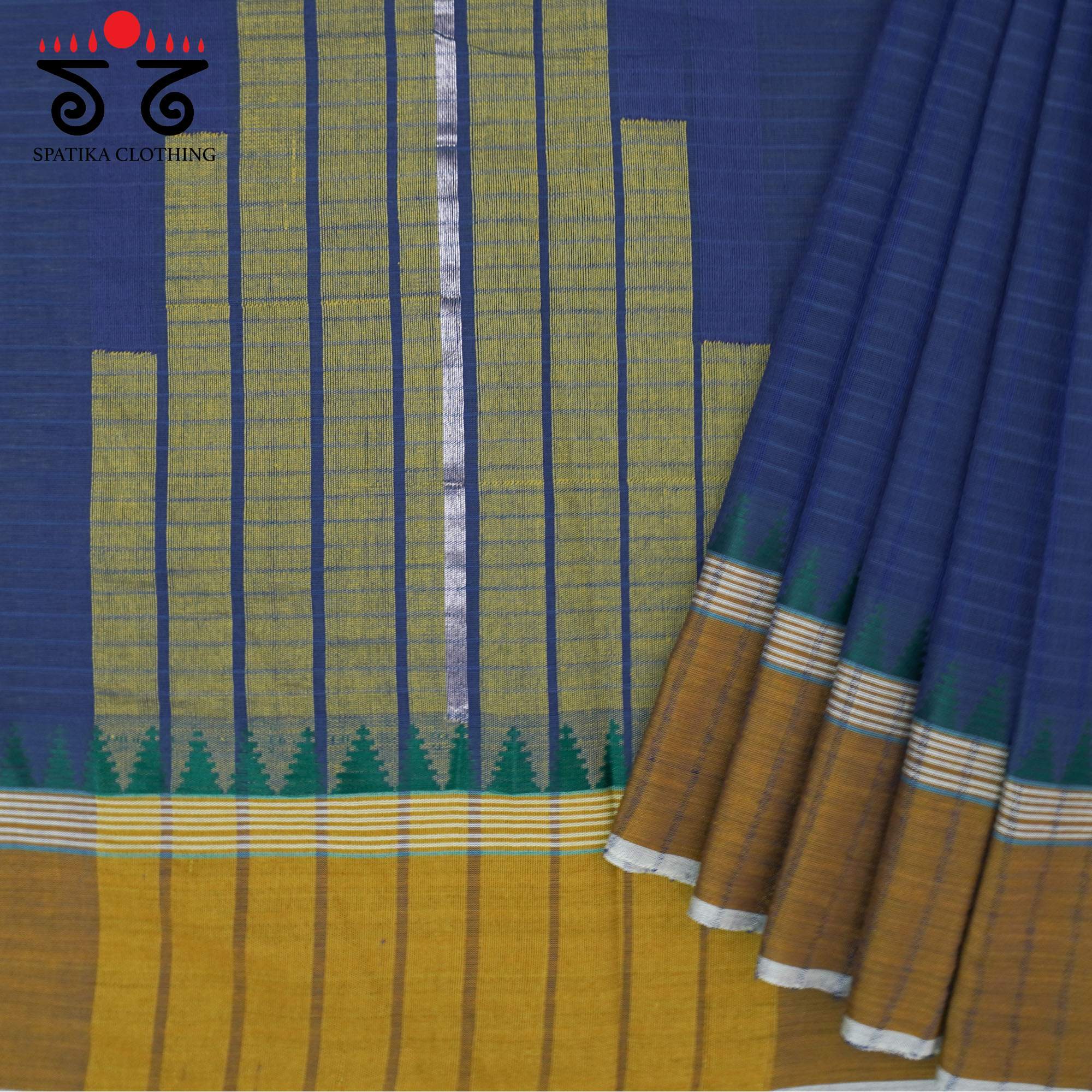 Blue Andhra Handwoven Cotton Saree