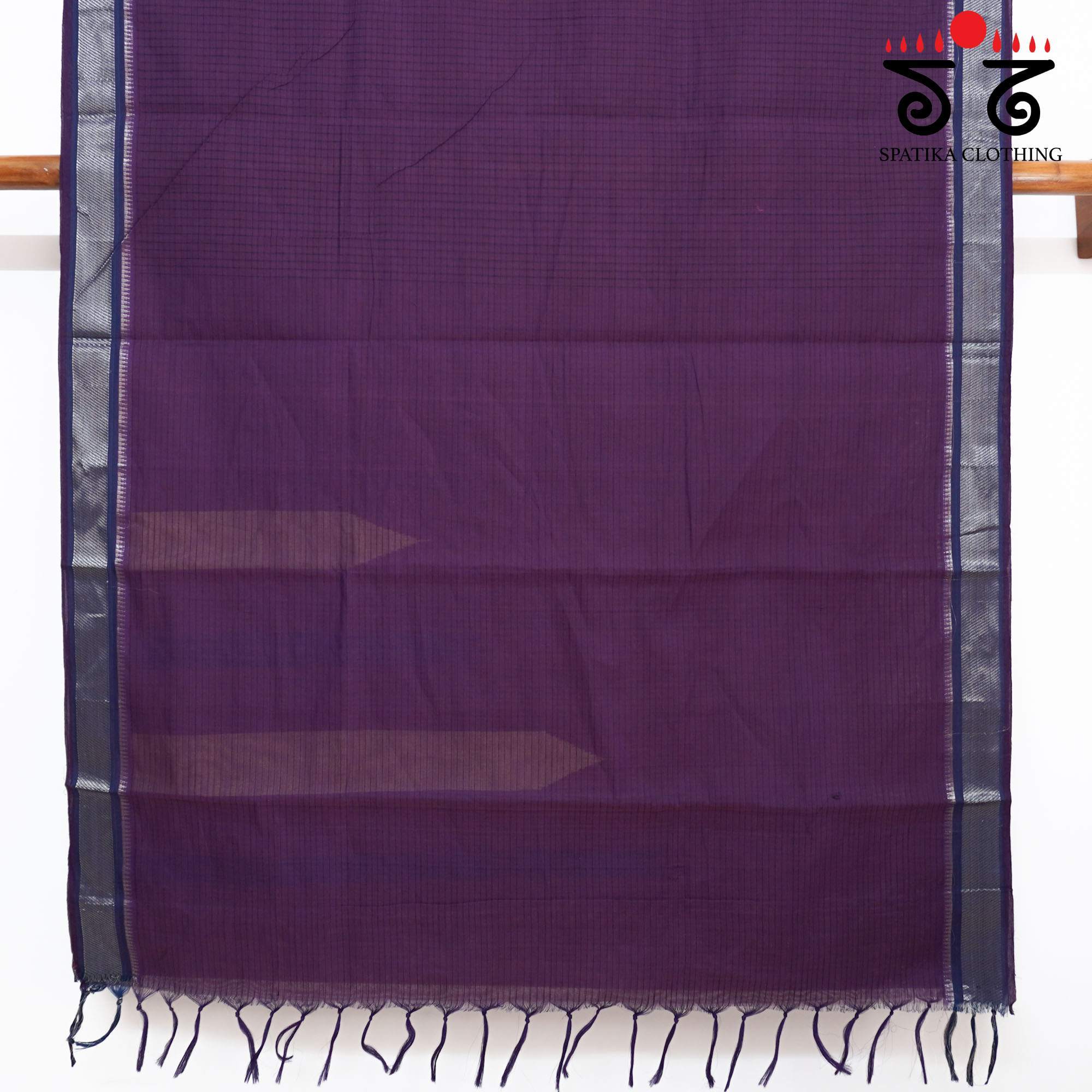 Purple Andhra Handwoven Cotton Saree