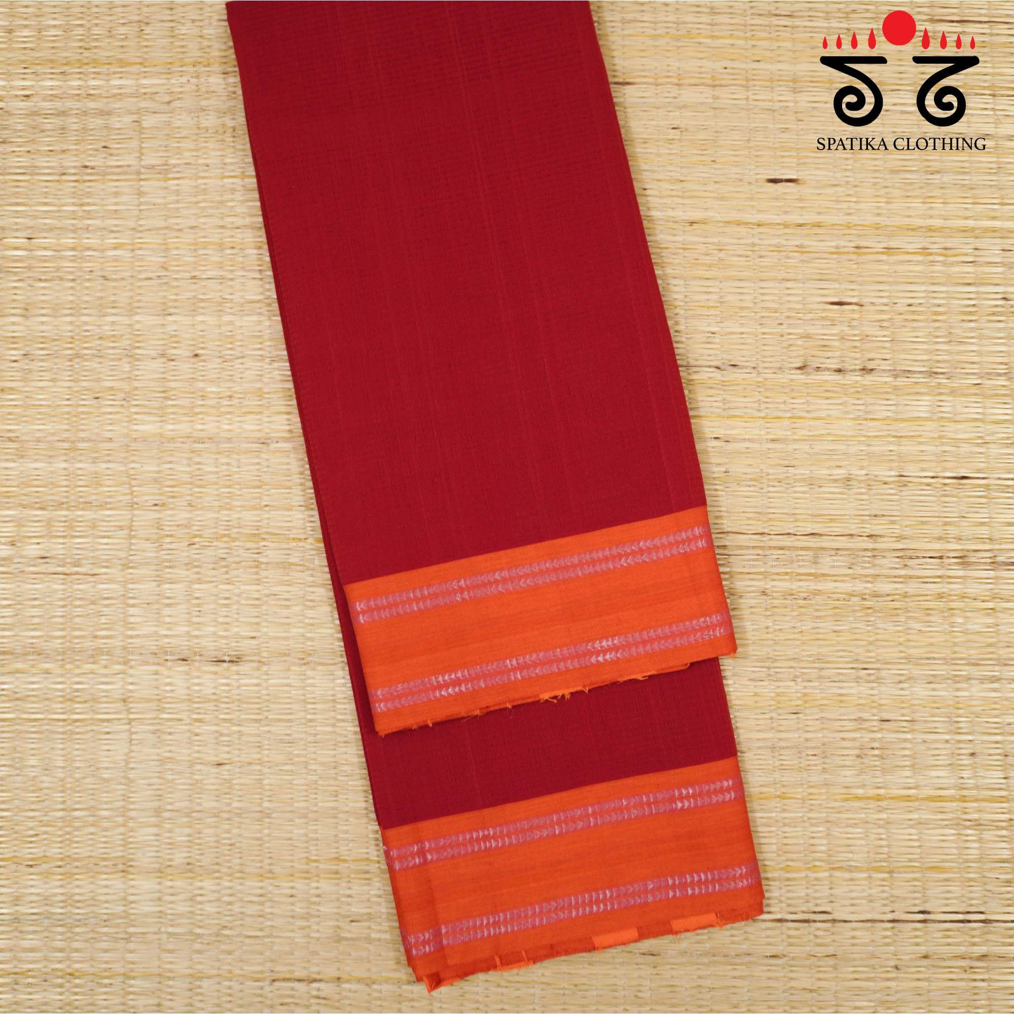 Red Andhra Handwoven Cotton Saree