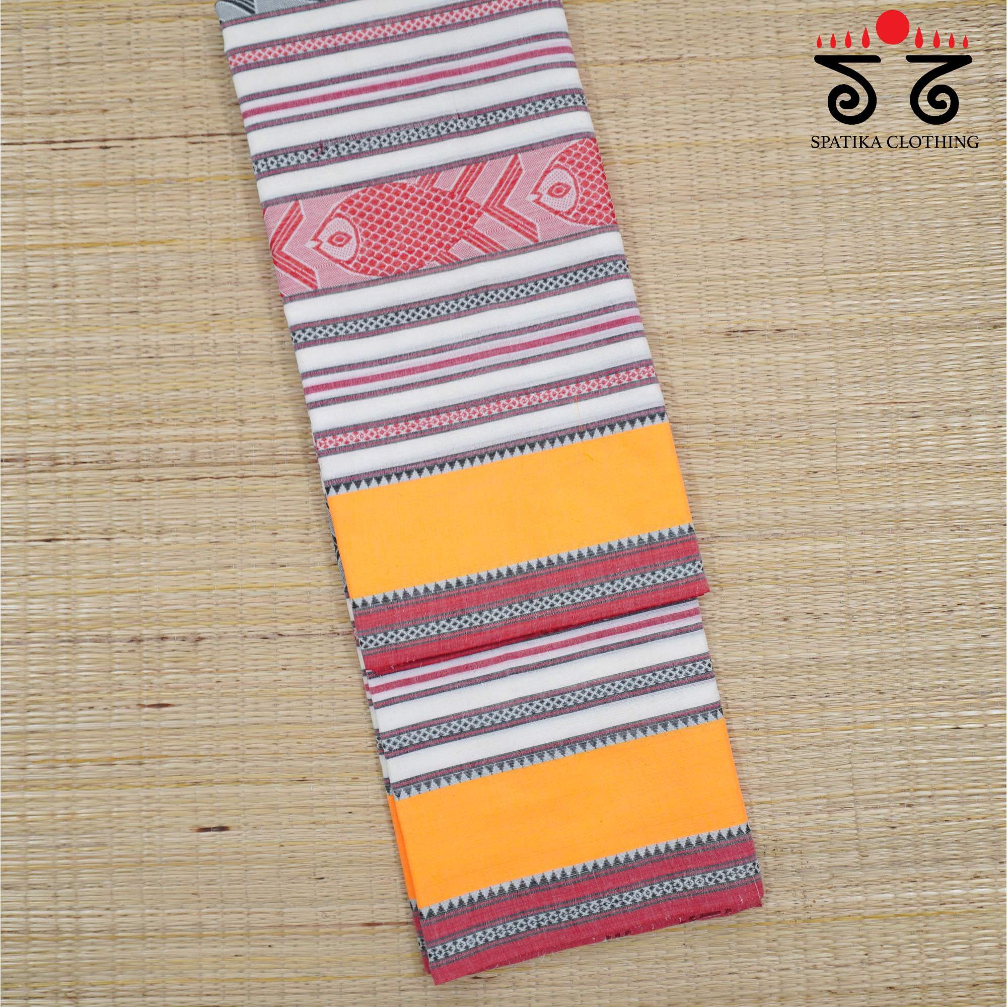 White Begampur Handwoven Cotton Saree New!
