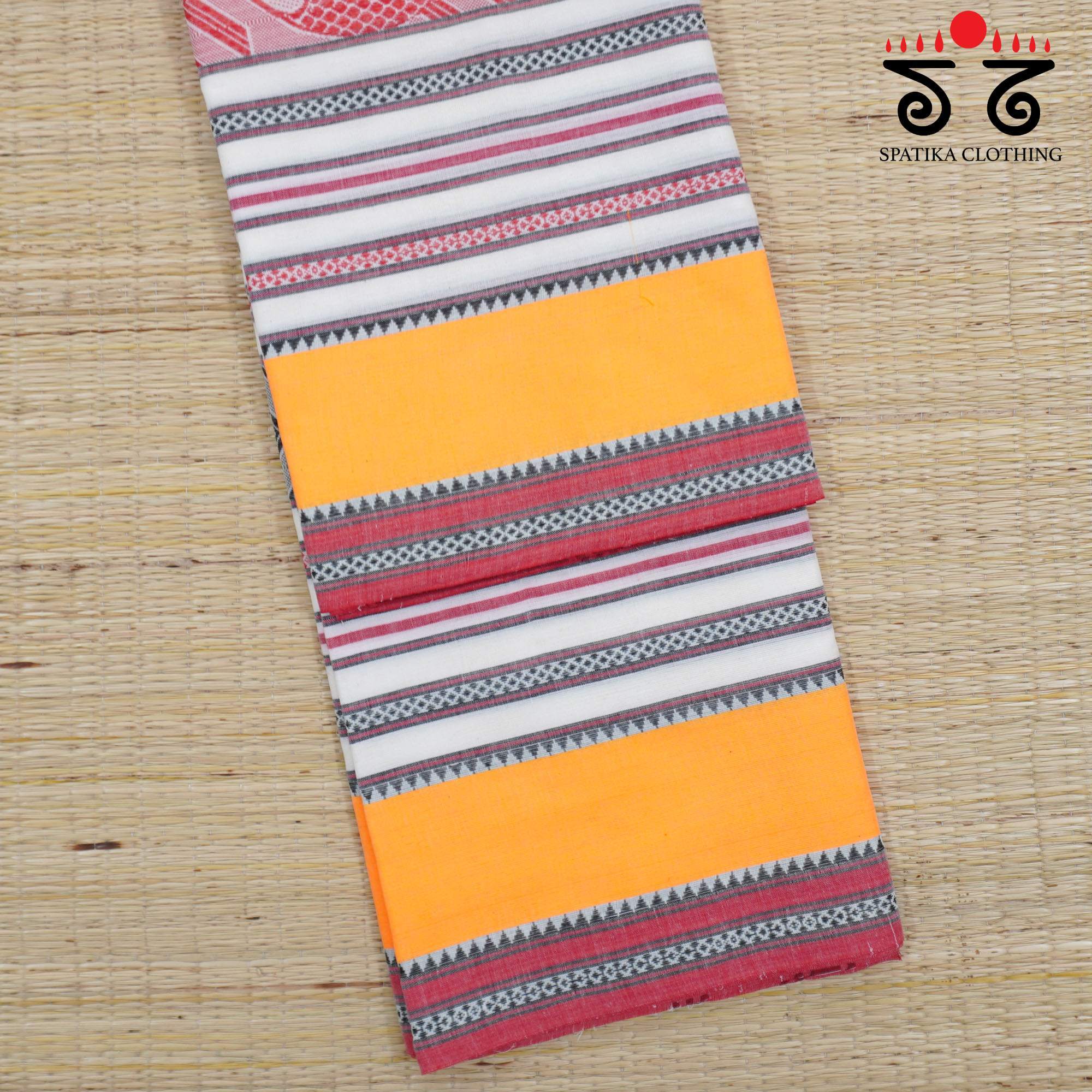 White Begampur Handwoven Cotton Saree New!