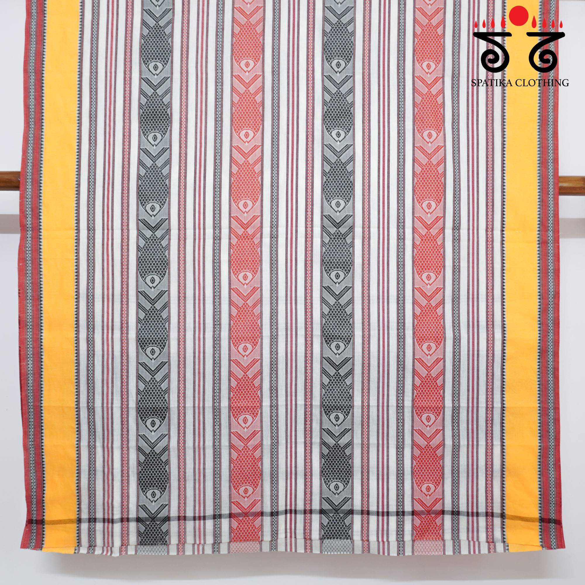 White Begampur Handwoven Cotton Saree New!