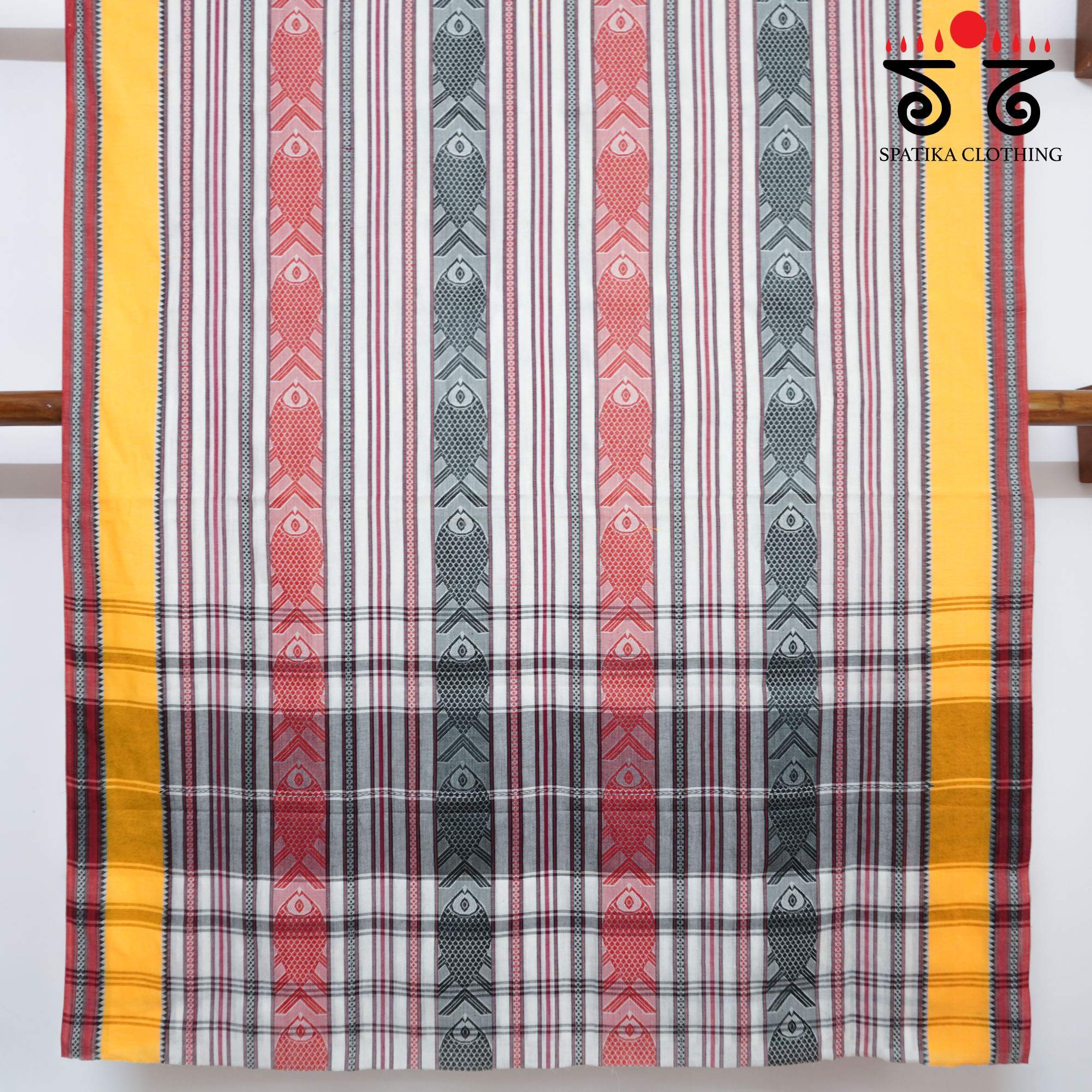 White Begampur Handwoven Cotton Saree New!