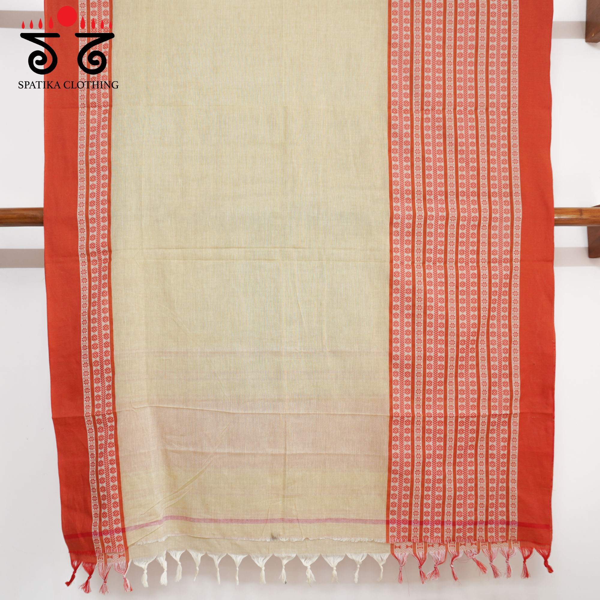 Beige Begampur Handwoven Cotton Saree New!