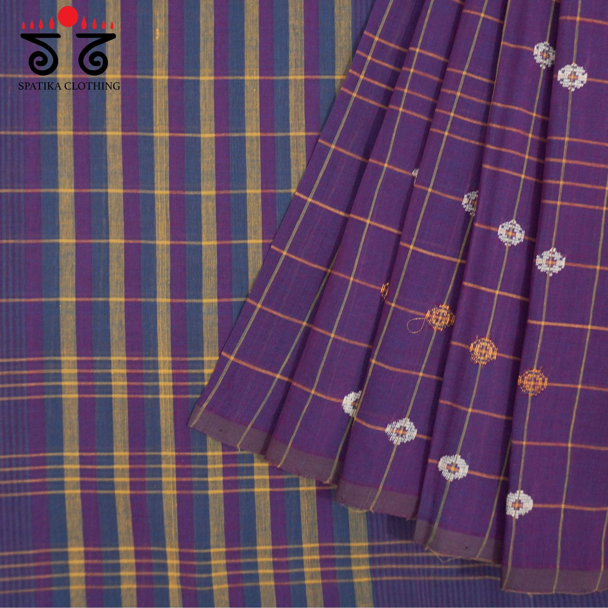 Violet Andhra Handwoven Cotton Saree