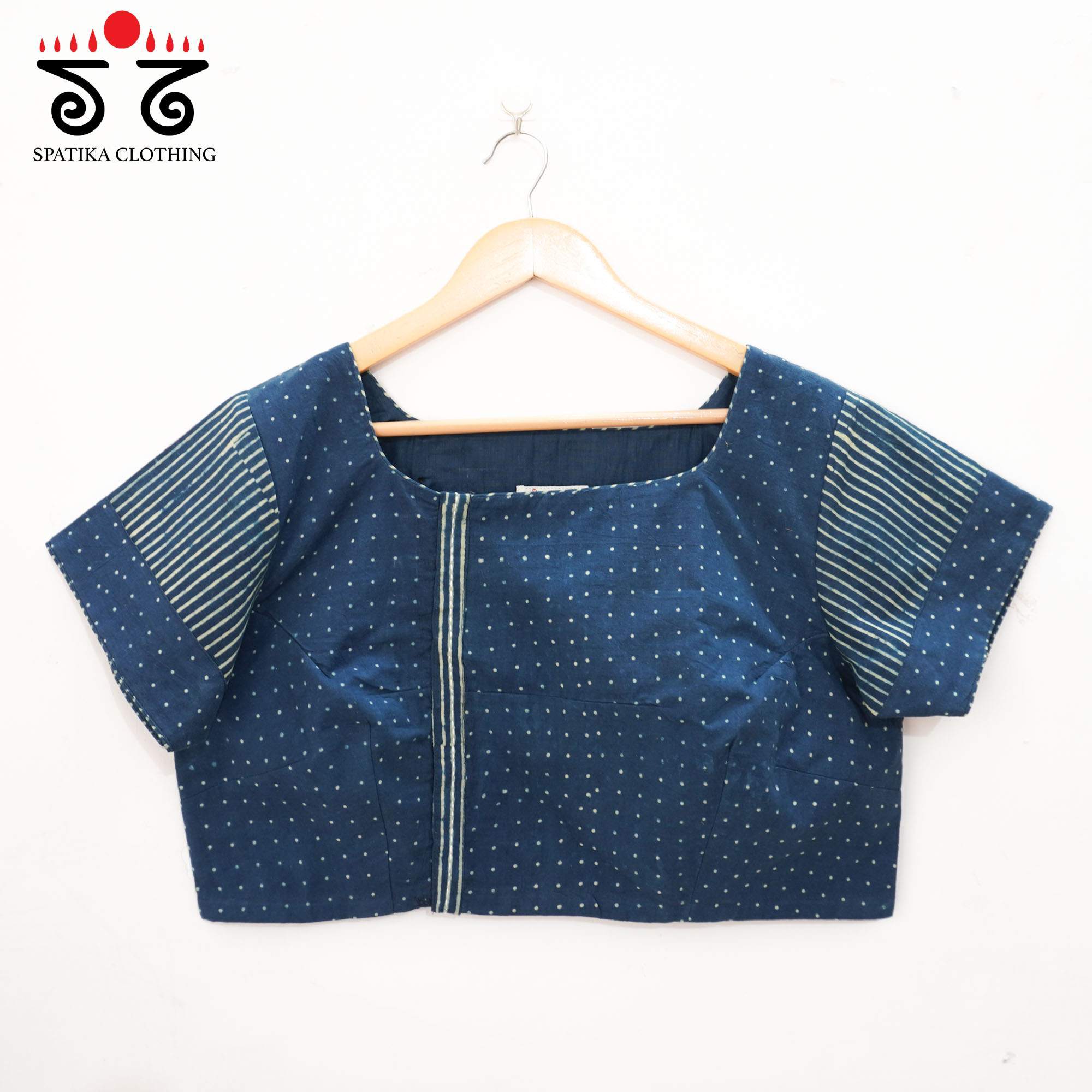 Blue Ajrak Side Closure Blouse