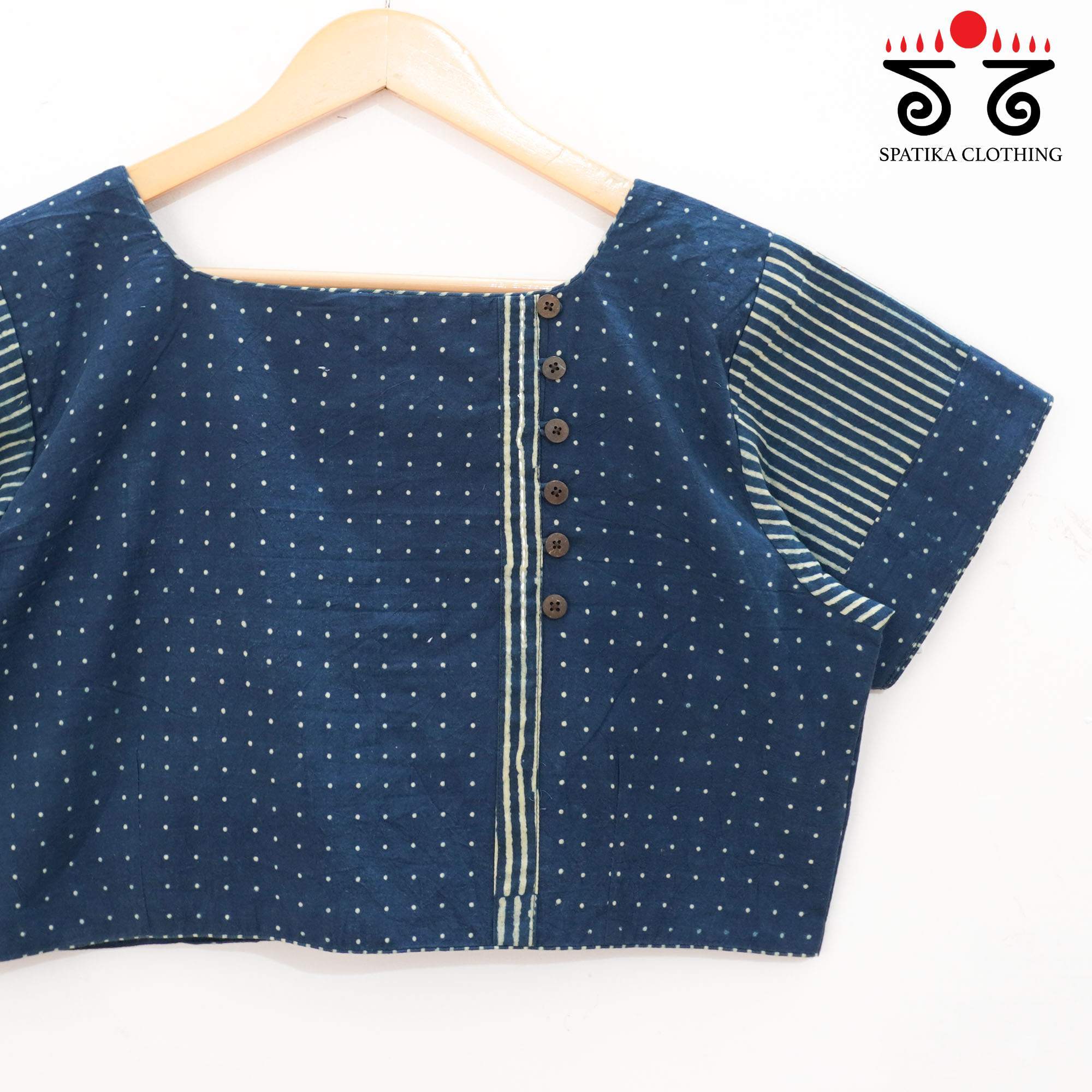 Blue Ajrak Side Closure Blouse