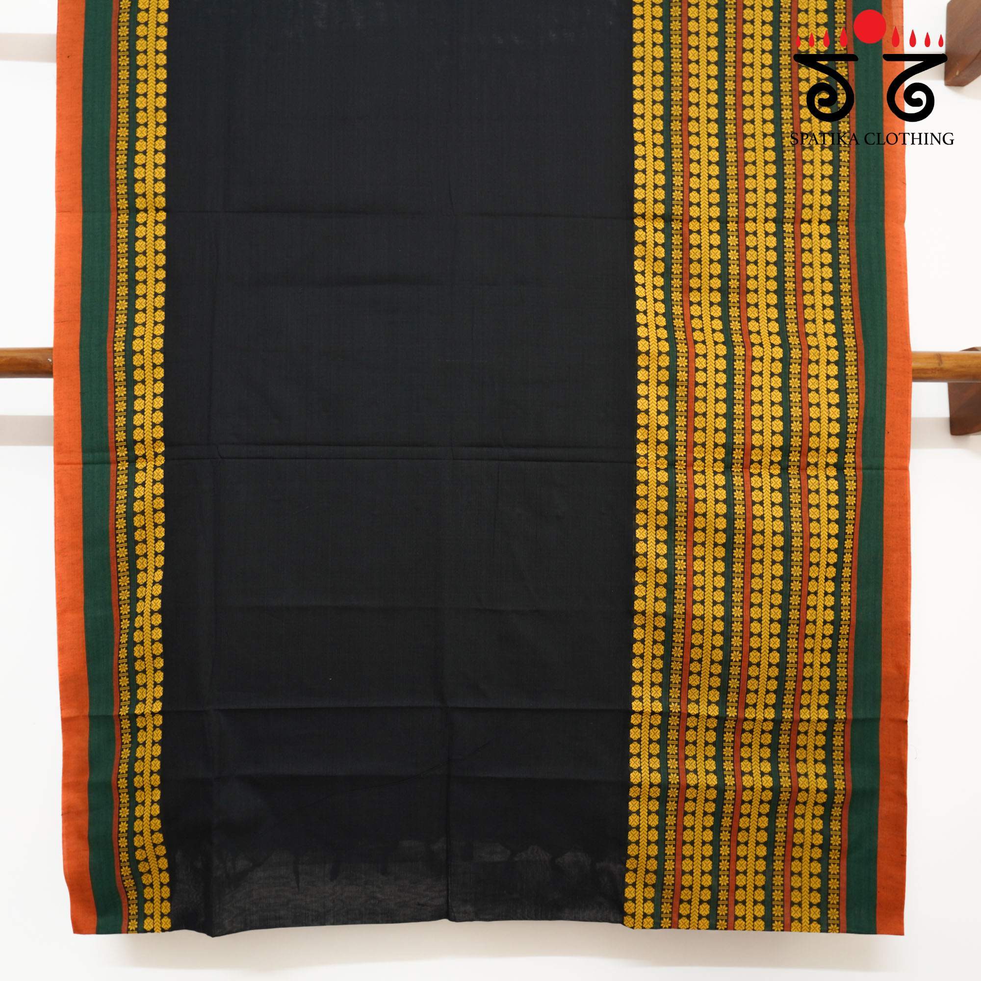 Black Begampur Handwoven Cotton Saree New!