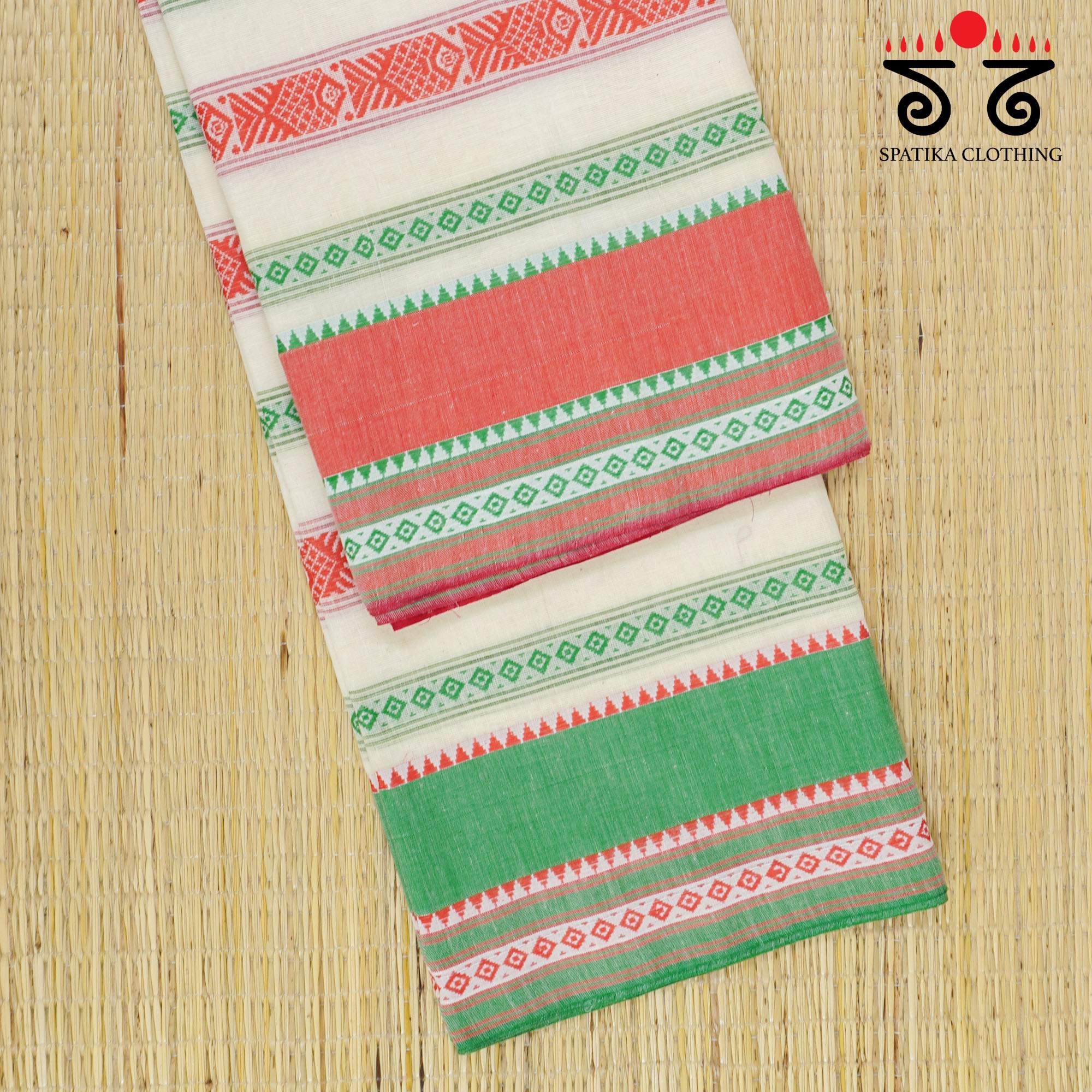 Off White Begampur Handwoven Cotton Saree New!