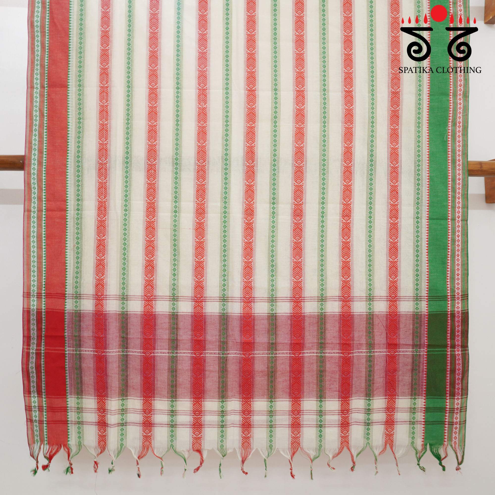 Off White Begampur Handwoven Cotton Saree New!