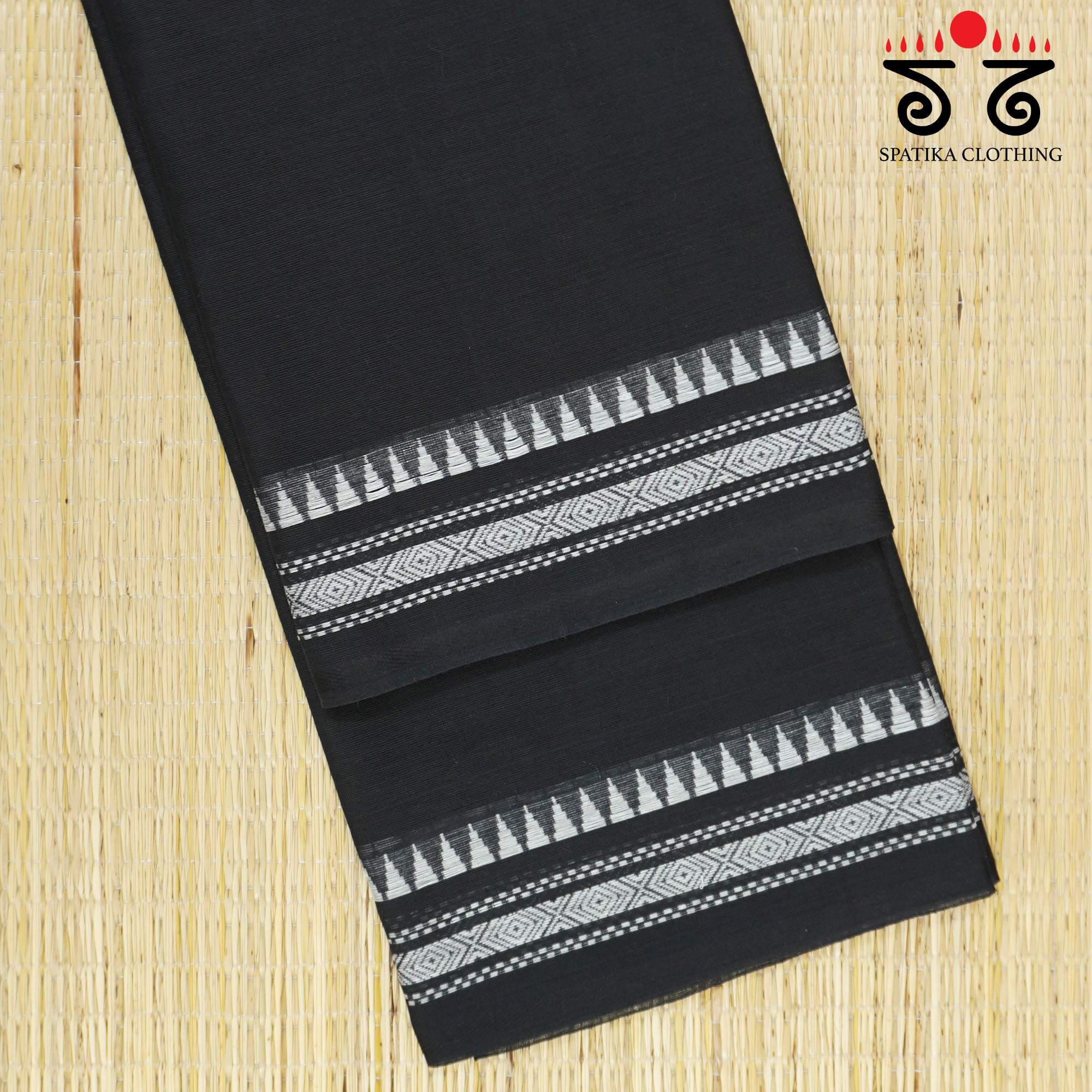 Black Begampur Handwoven Cotton Saree New!