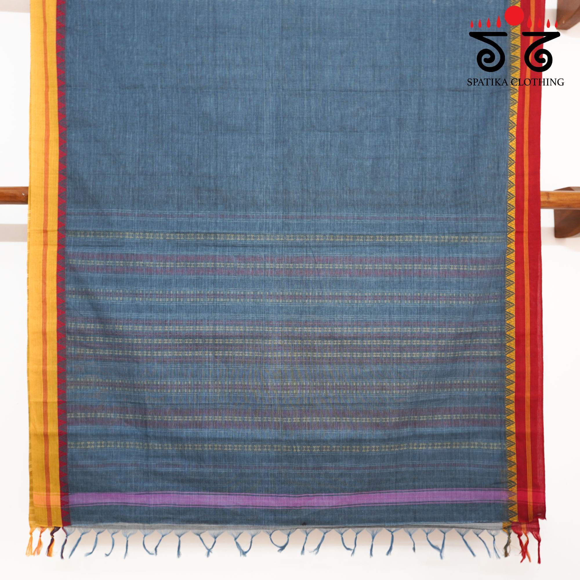Blue Begampur - Blue Handwoven Cotton Saree