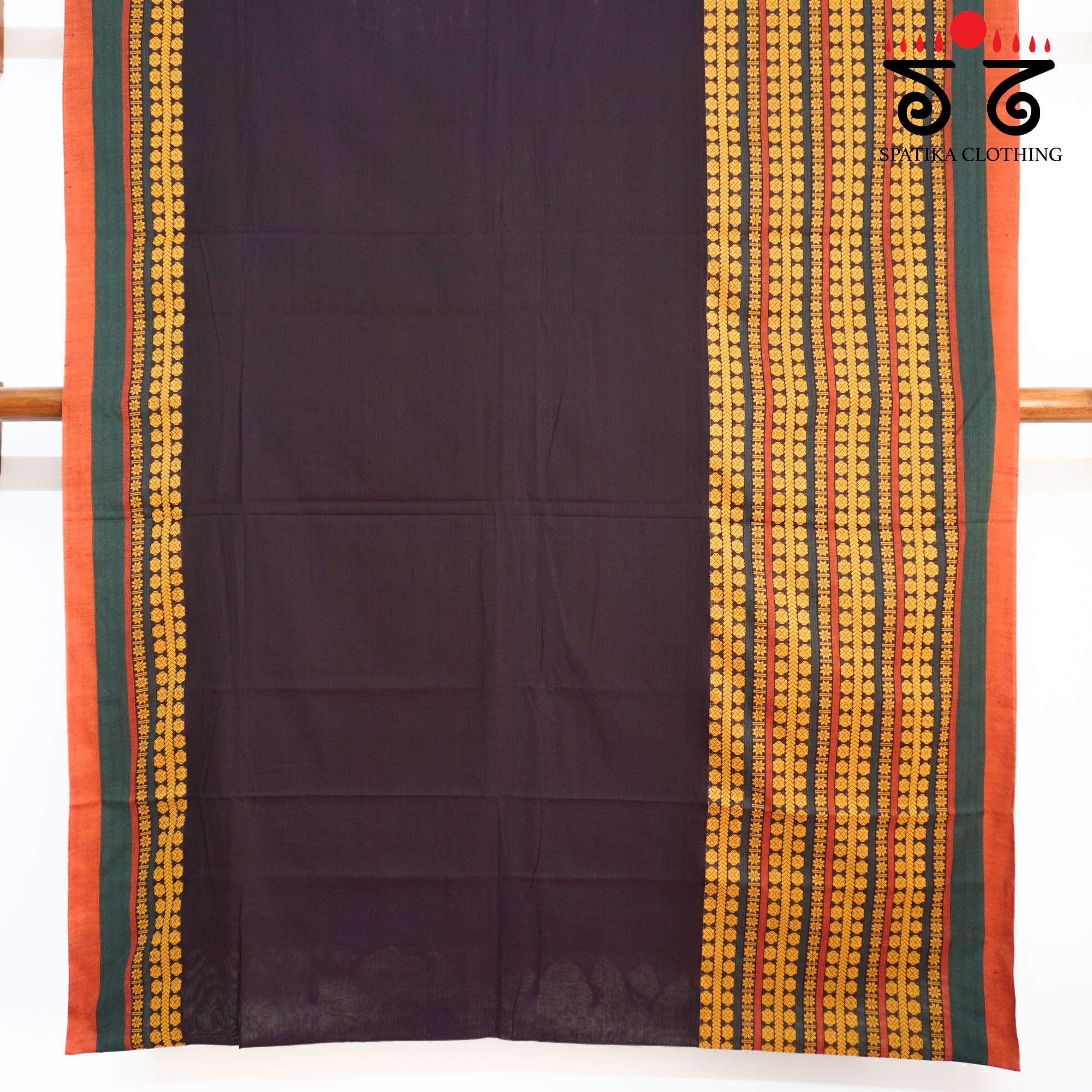 Brown Begampur Handwoven Cotton Saree New!