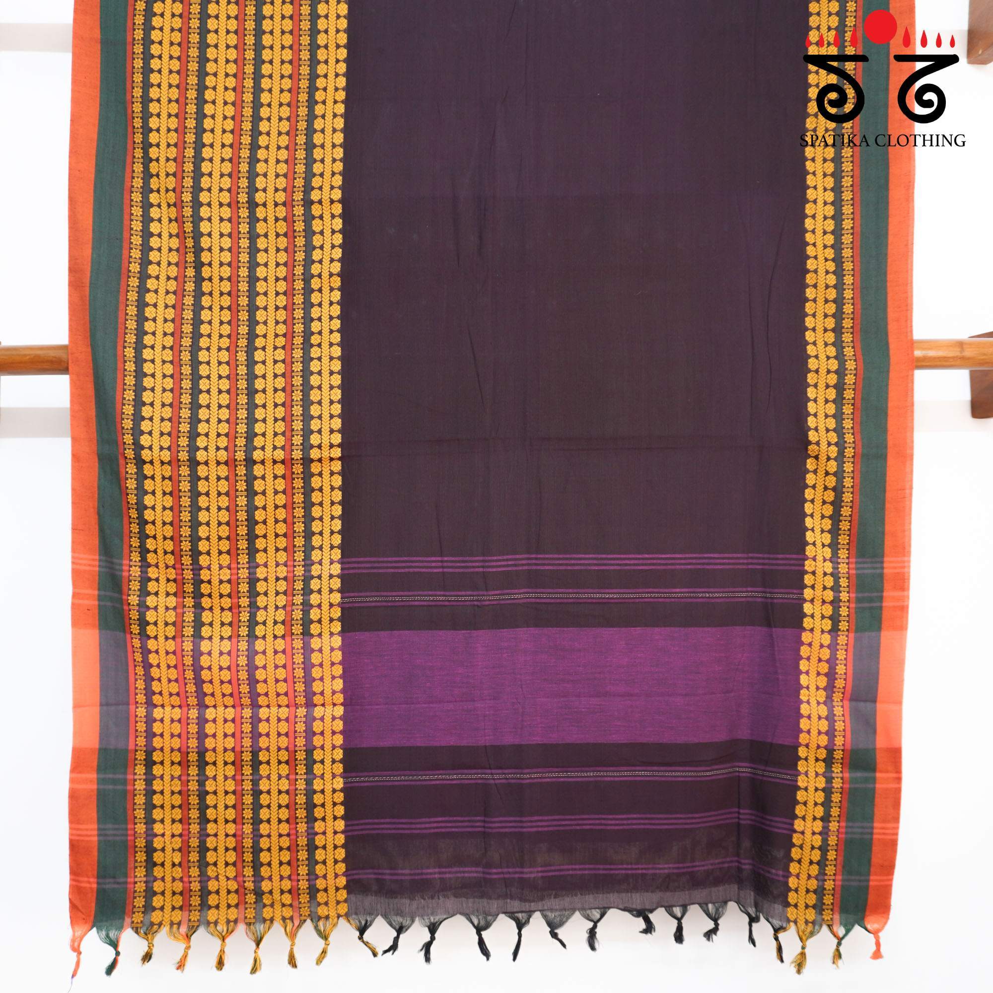 Brown Begampur Handwoven Cotton Saree New!
