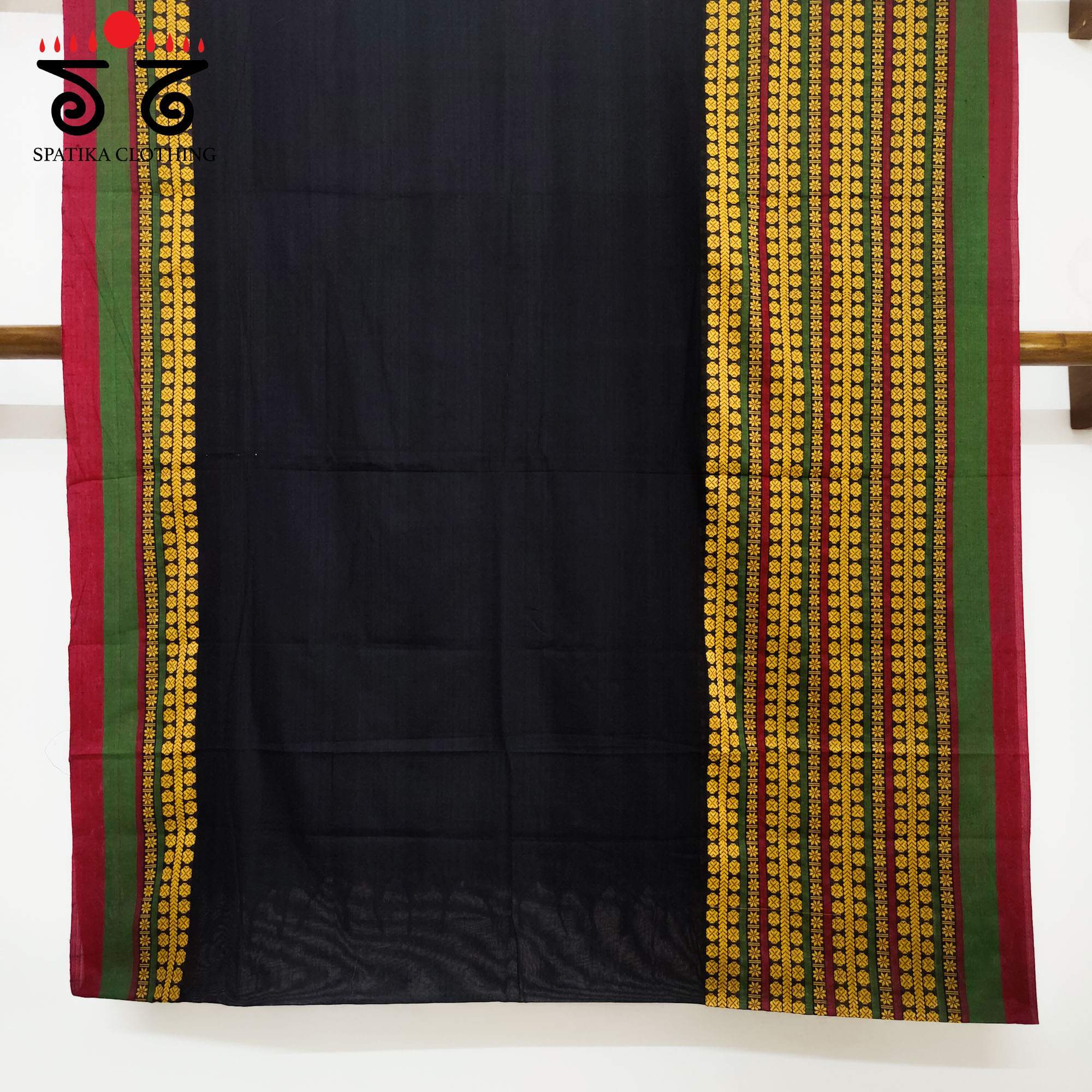 Black Begampur Handwoven Cotton Saree New!