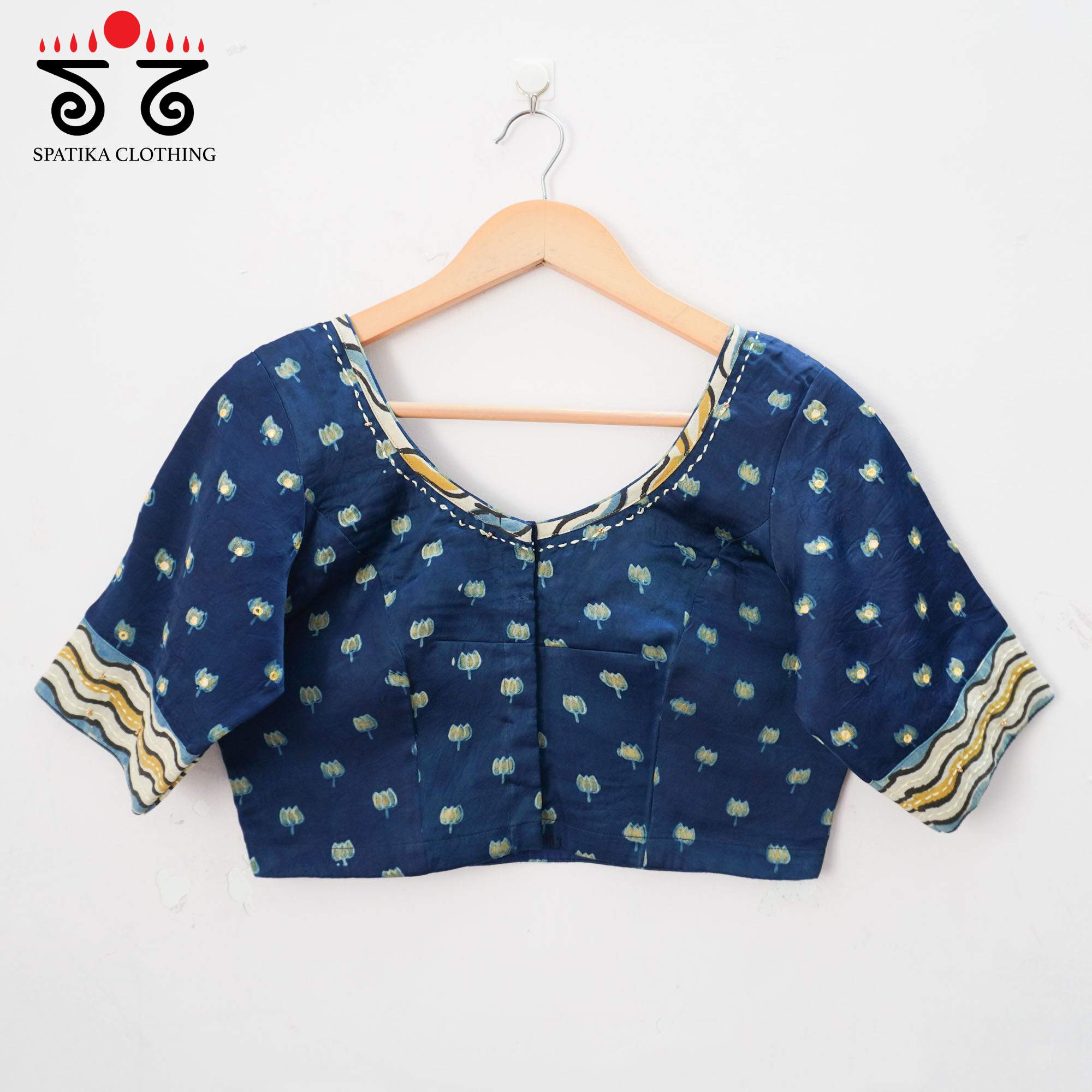Blue Lotus - Ajrak Modal Handcrafted Blouse