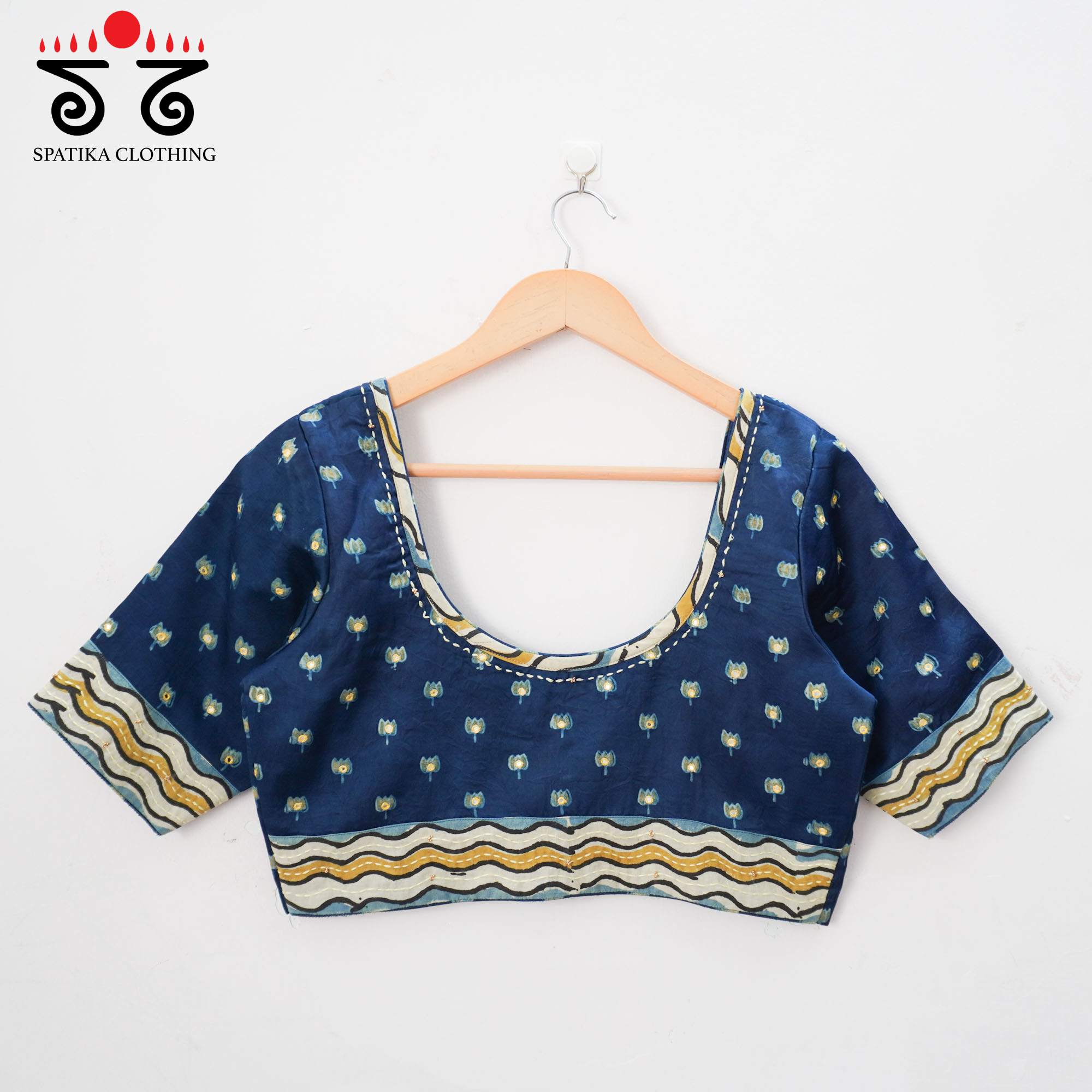 Blue Lotus - Ajrak Modal Handcrafted Blouse