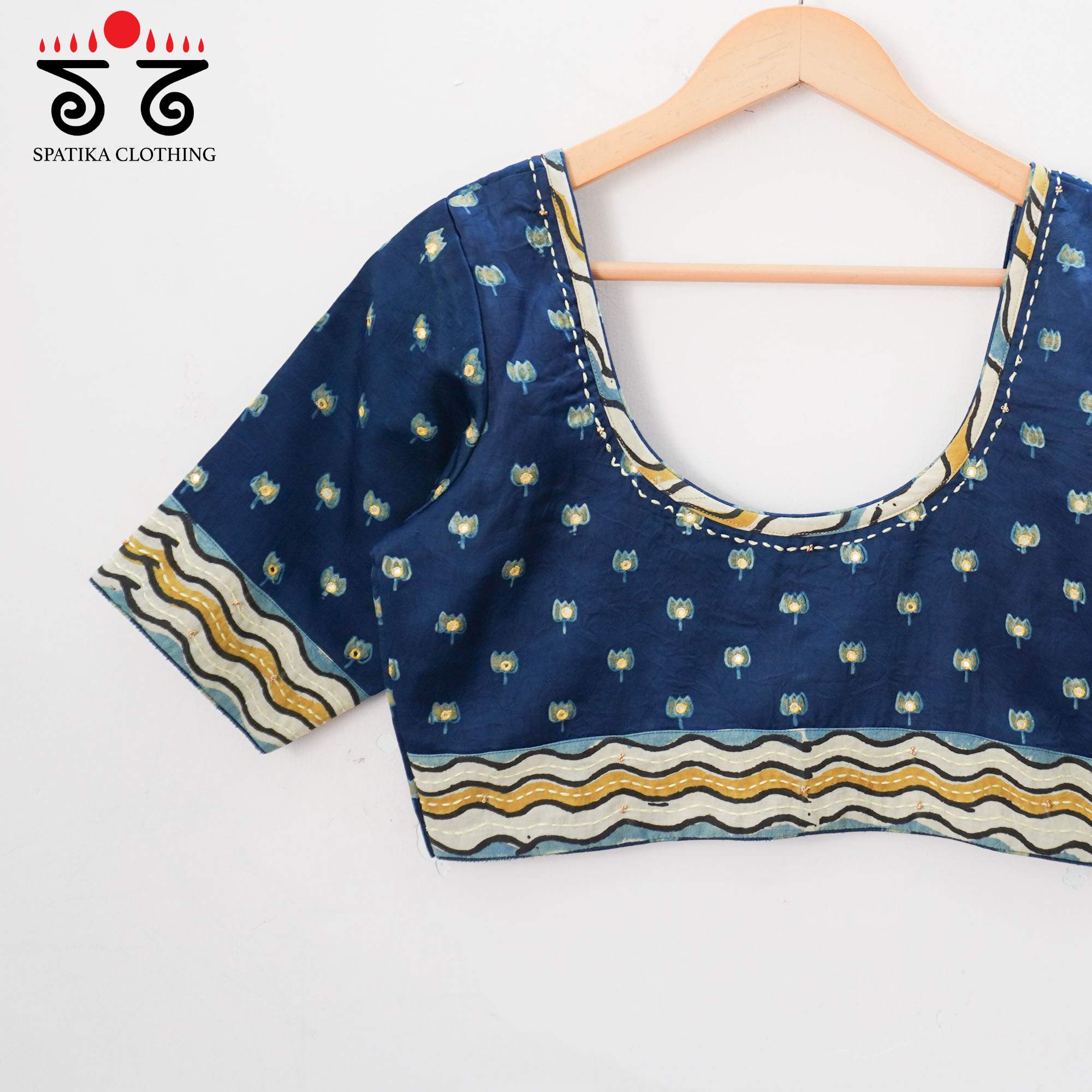 Blue Lotus - Ajrak Modal Handcrafted Blouse