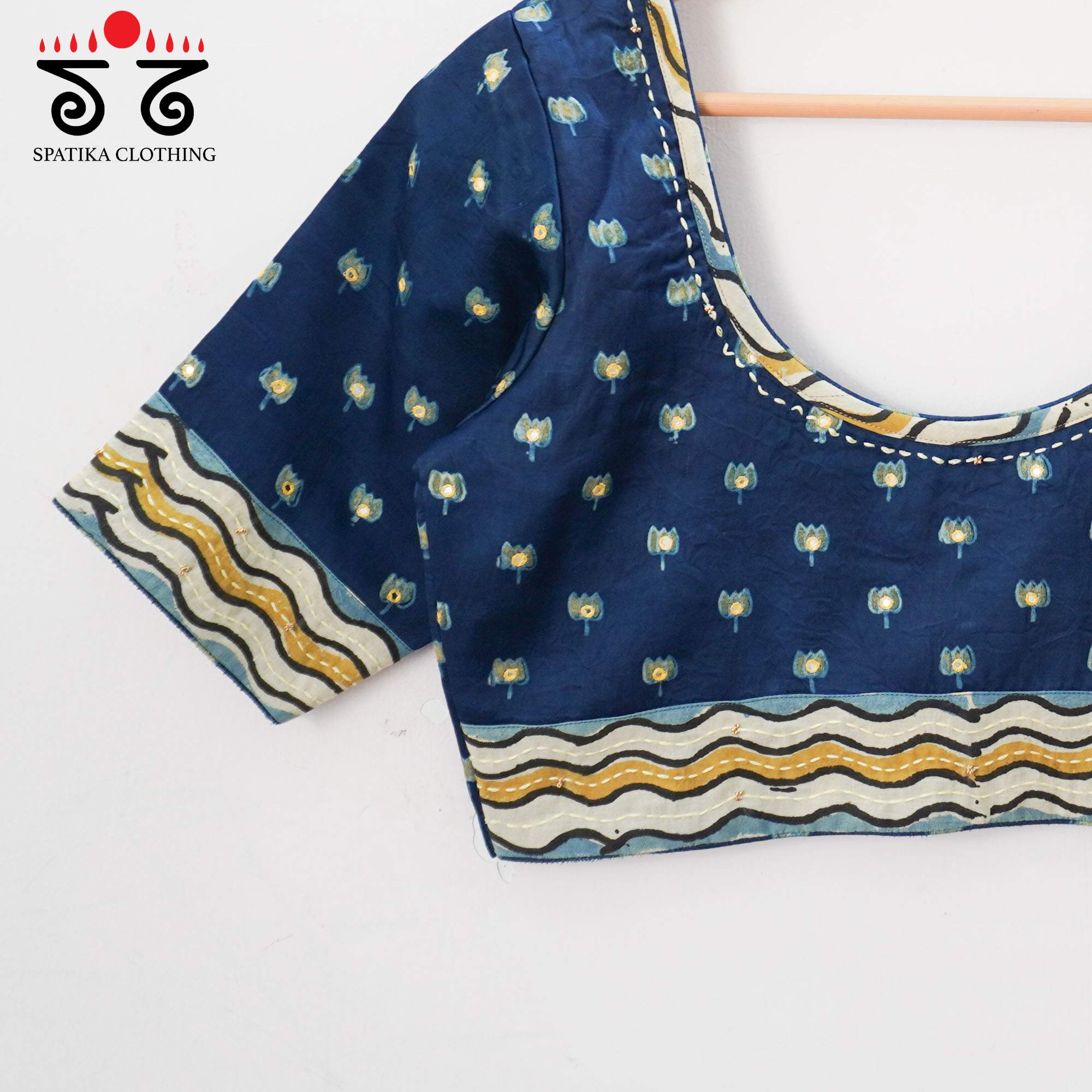 Blue Lotus - Ajrak Modal Handcrafted Blouse
