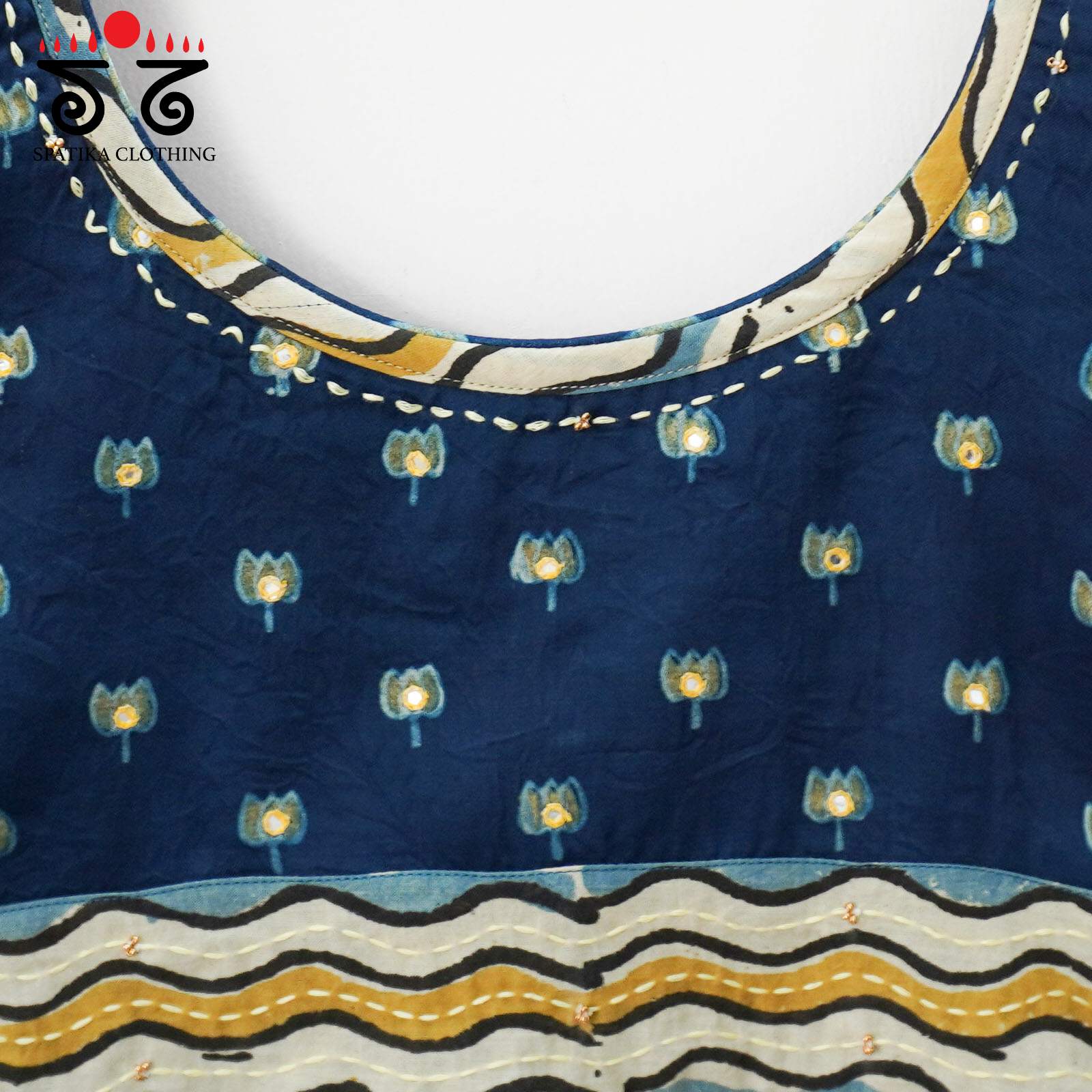 Blue Lotus - Ajrak Modal Handcrafted Blouse