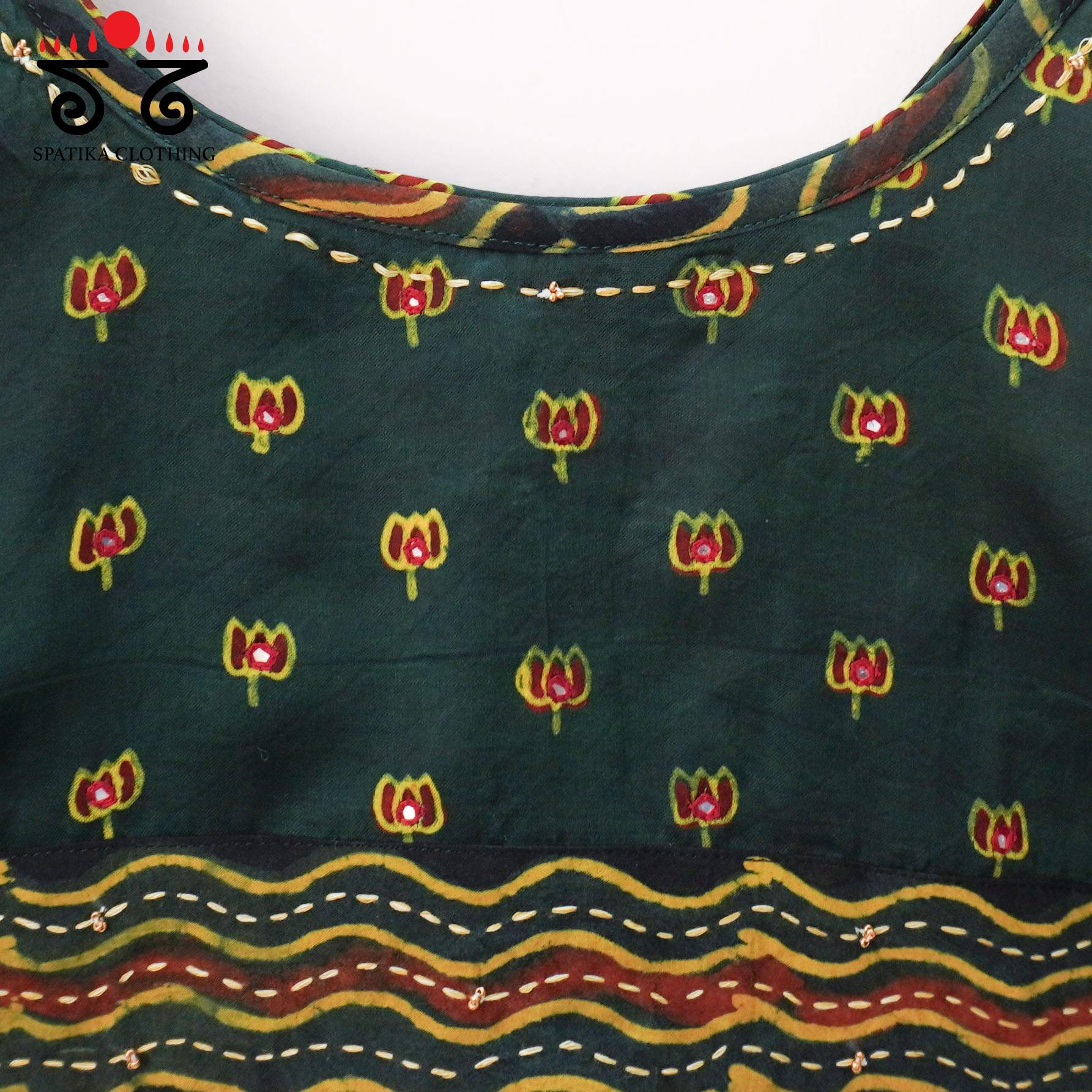 Green Lotus - Ajrak Modal Handcrafted Blouse
