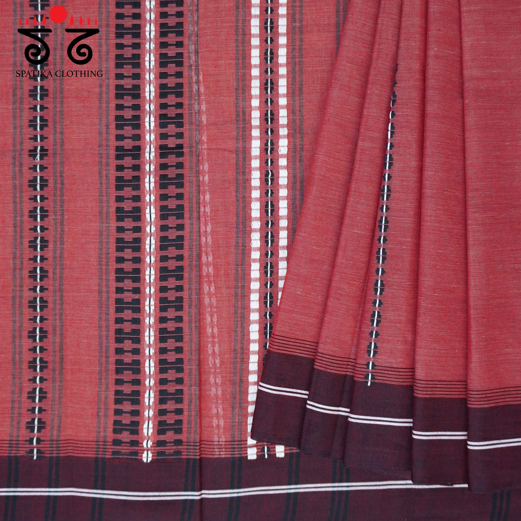 Brown Begampur Handwoven Cotton Saree