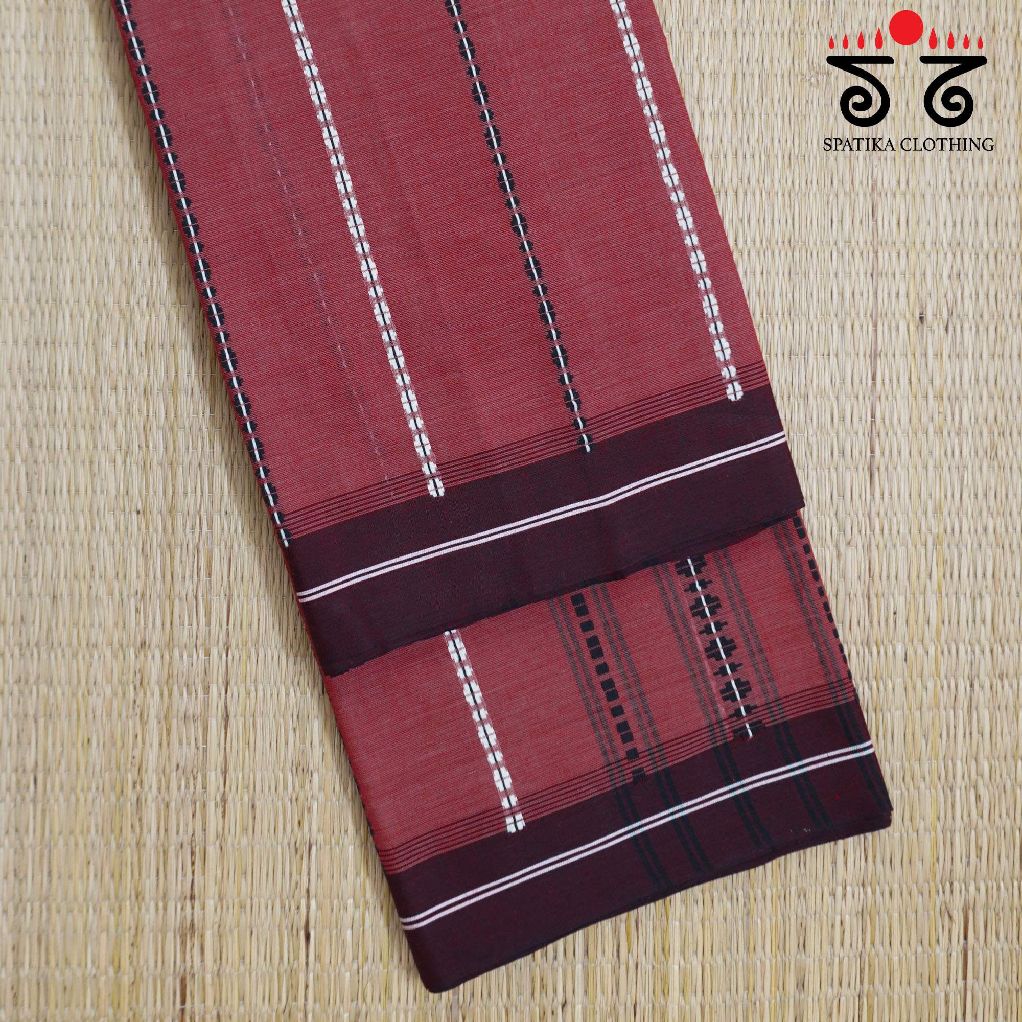 Brown Begampur Handwoven Cotton Saree