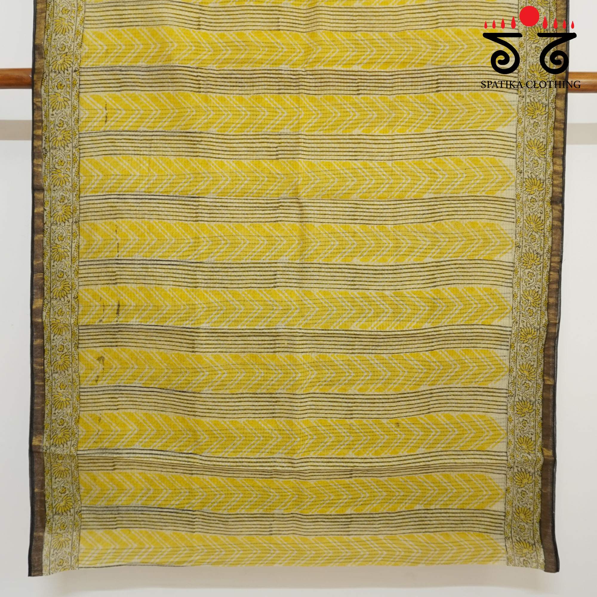 Yellow Multi Kota Hand Block Printed Saree