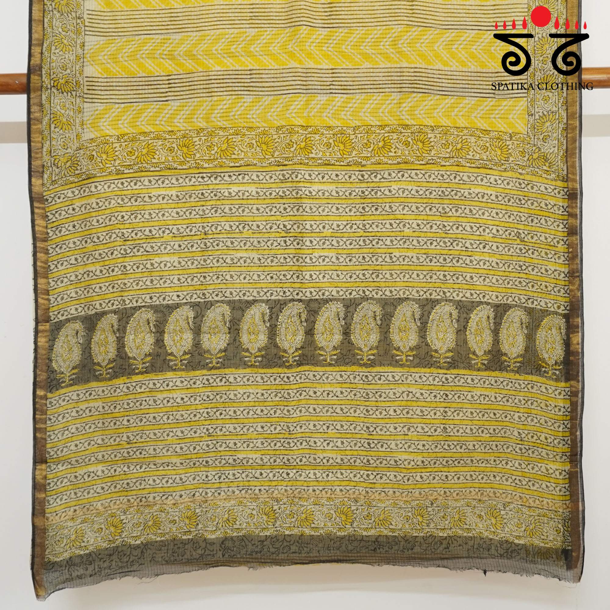 Yellow Multi Kota Hand Block Printed Saree