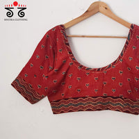 Red Lotus - Ajrak Modal Handcrafted Blouse