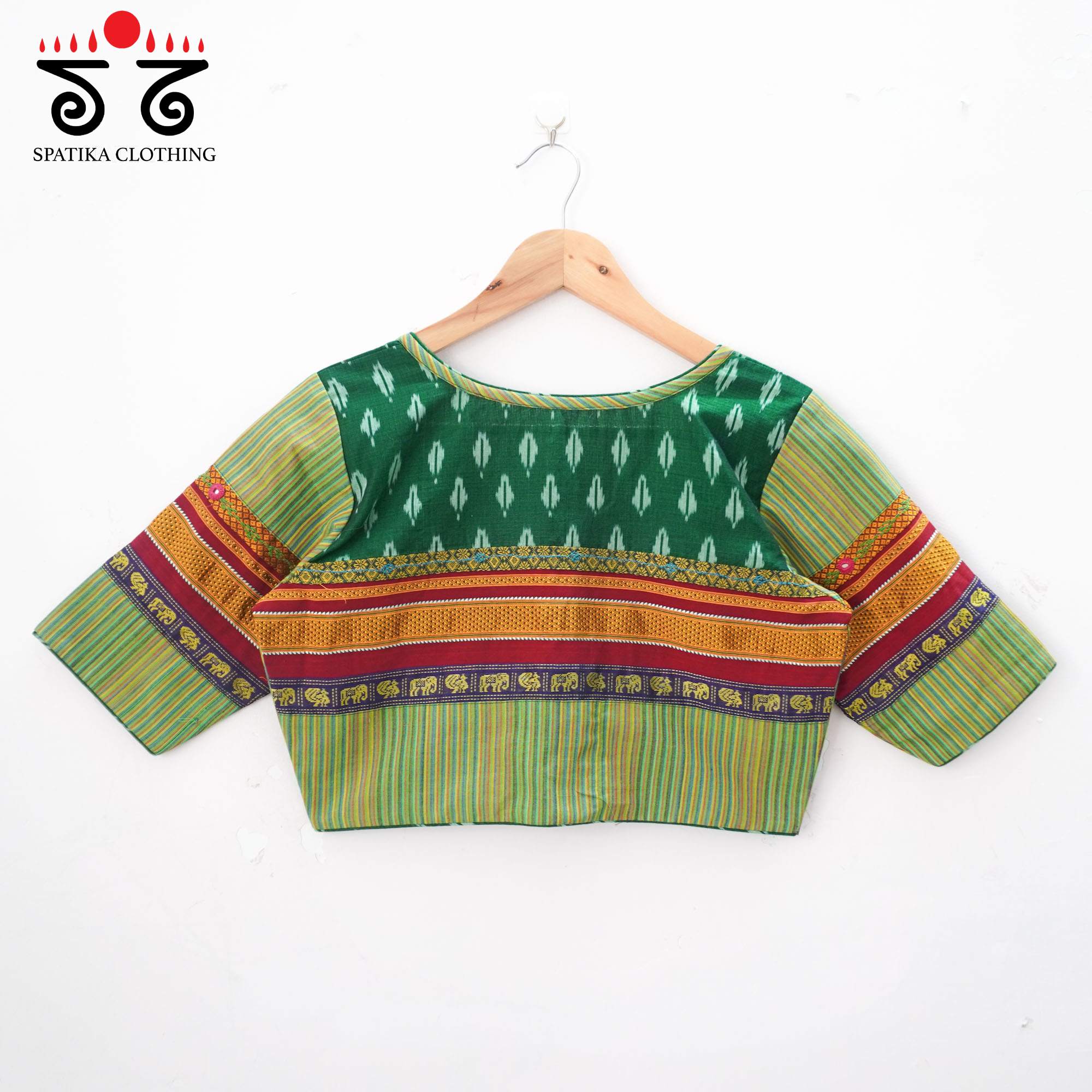 Green Ikat Khun-Hand crafted Blouse