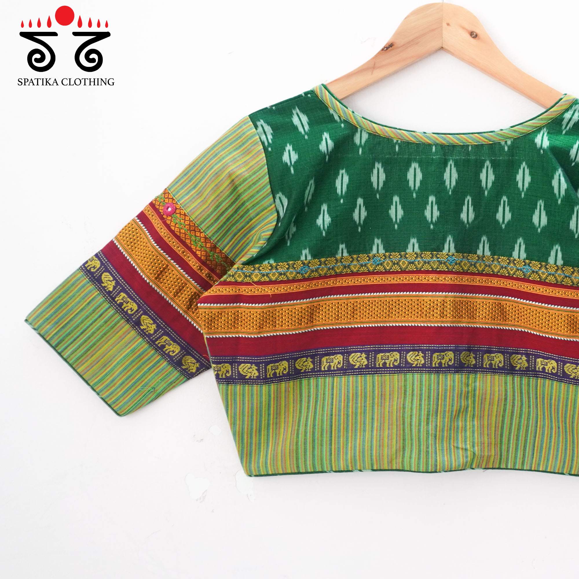 Green Ikat Khun-Hand crafted Blouse
