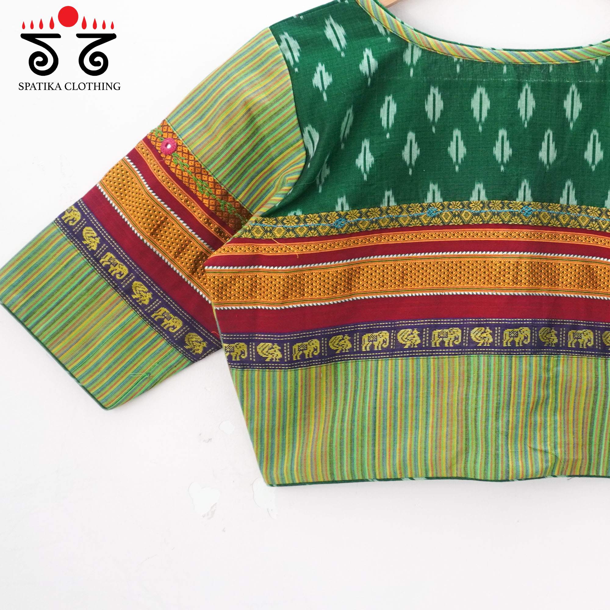 Green Ikat Khun-Hand crafted Blouse