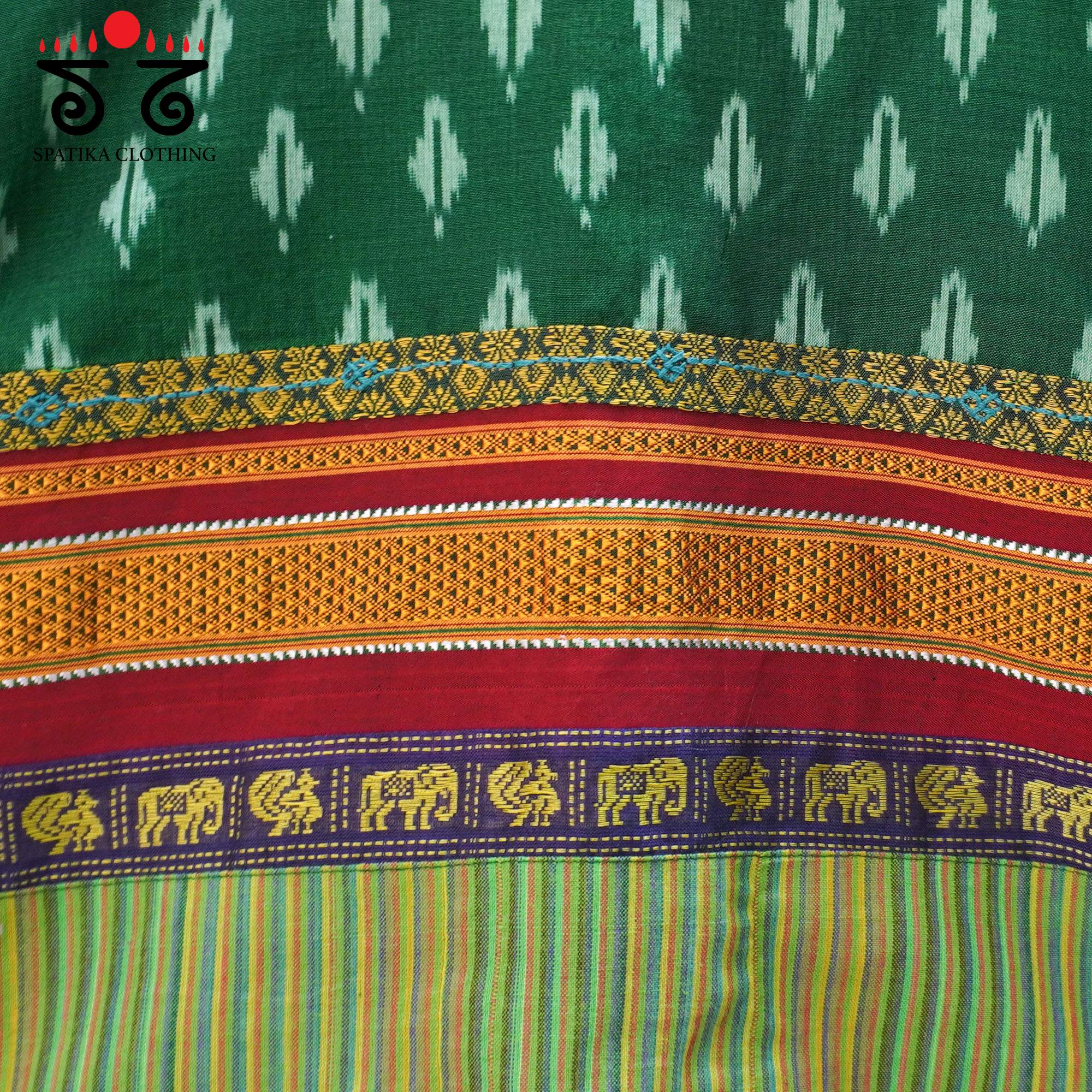 Green Ikat Khun-Hand crafted Blouse