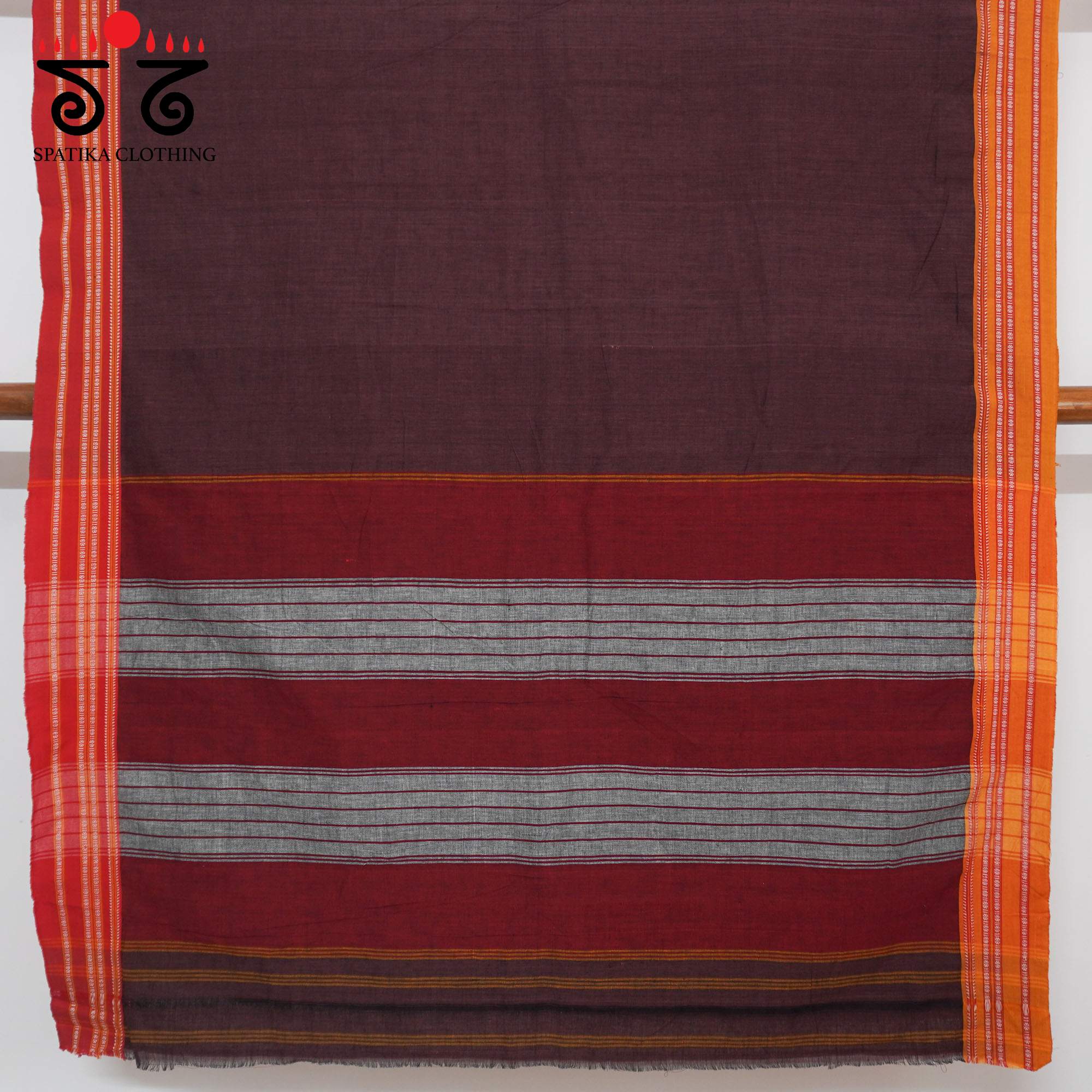 Brown Ilkal Handwoven Cotton Saree - Ikat Blouse