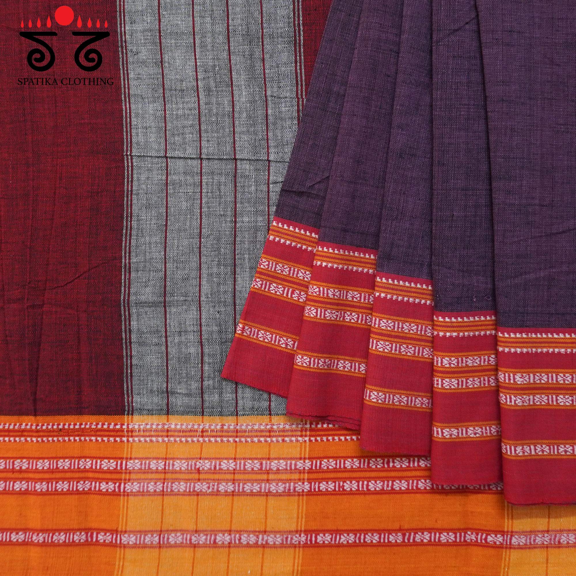 Grape Ilkal Handwoven Cotton Saree - Ikat Blouse