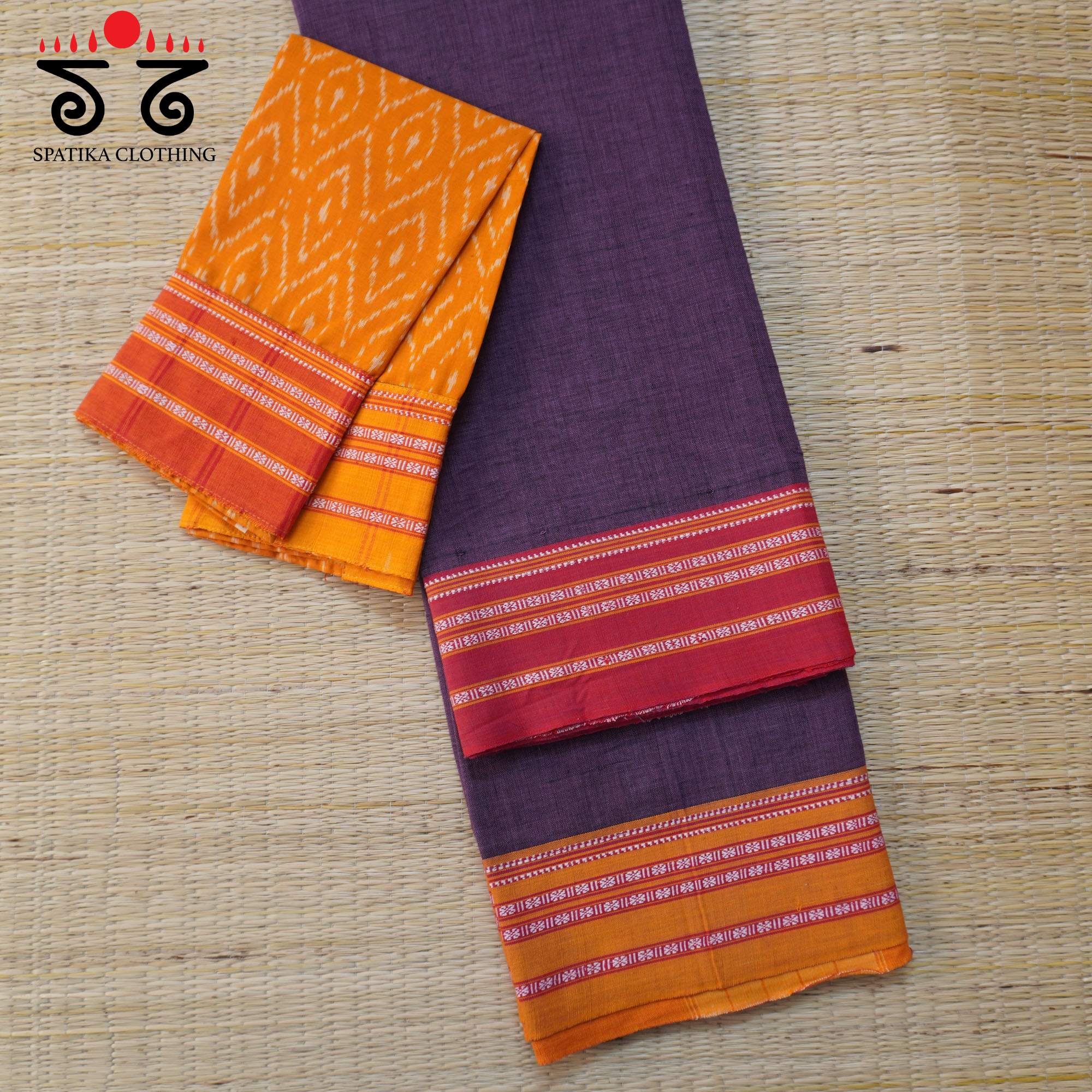 Grape Ilkal Handwoven Cotton Saree - Ikat Blouse