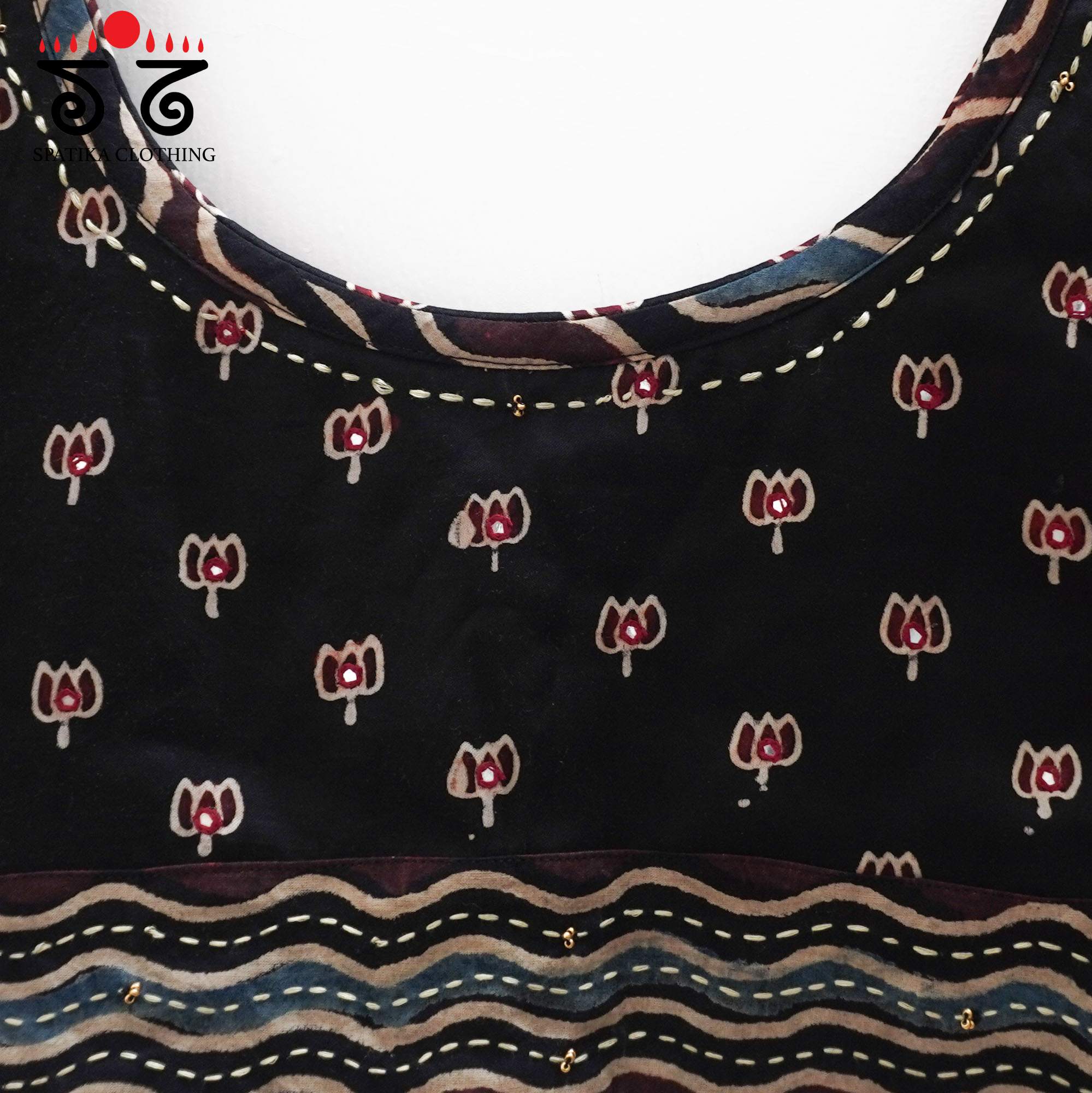 Black Lotus - Ajrak Modal Handcrafted Blouse