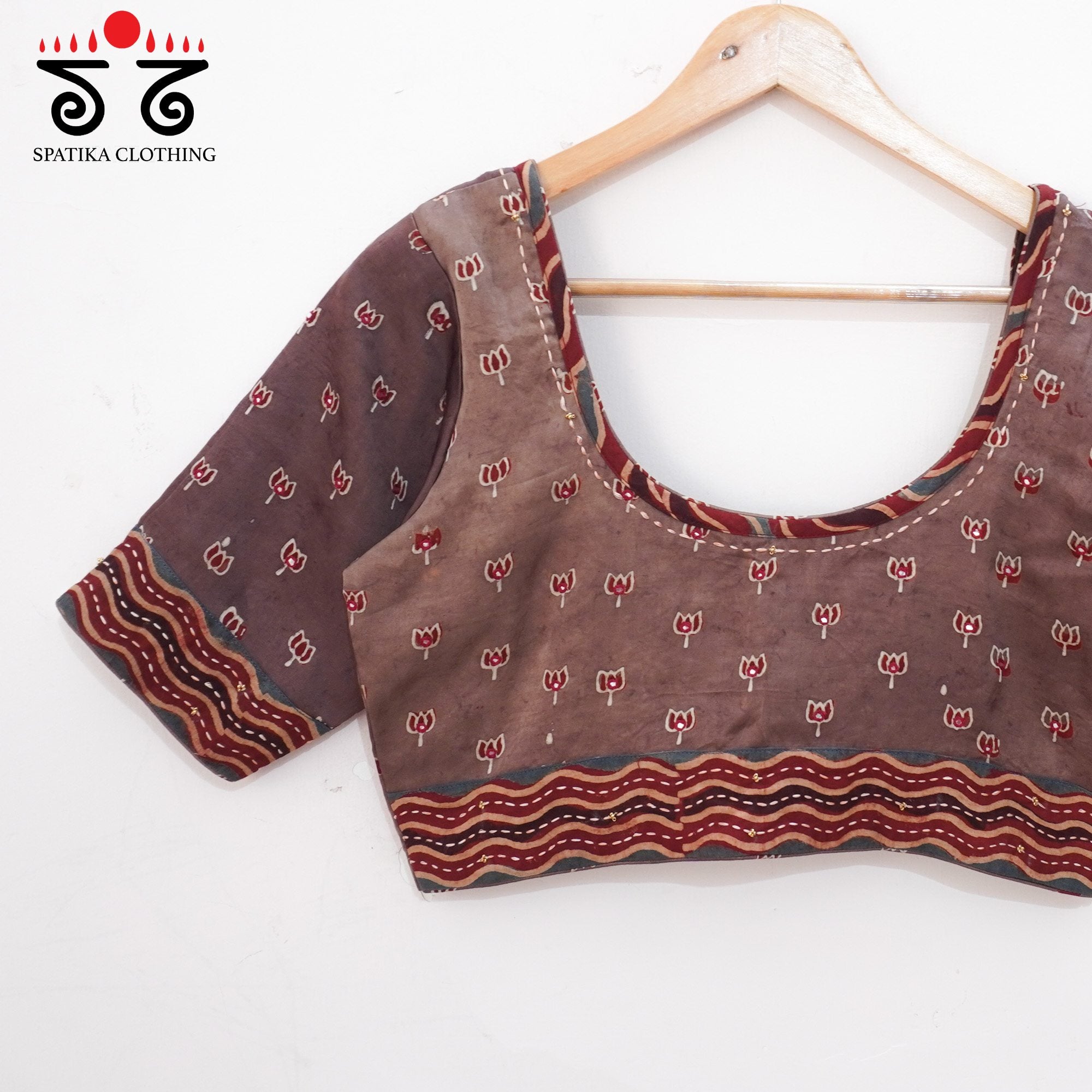 Brown Lotus - Ajrak Modal Handcrafted Blouse