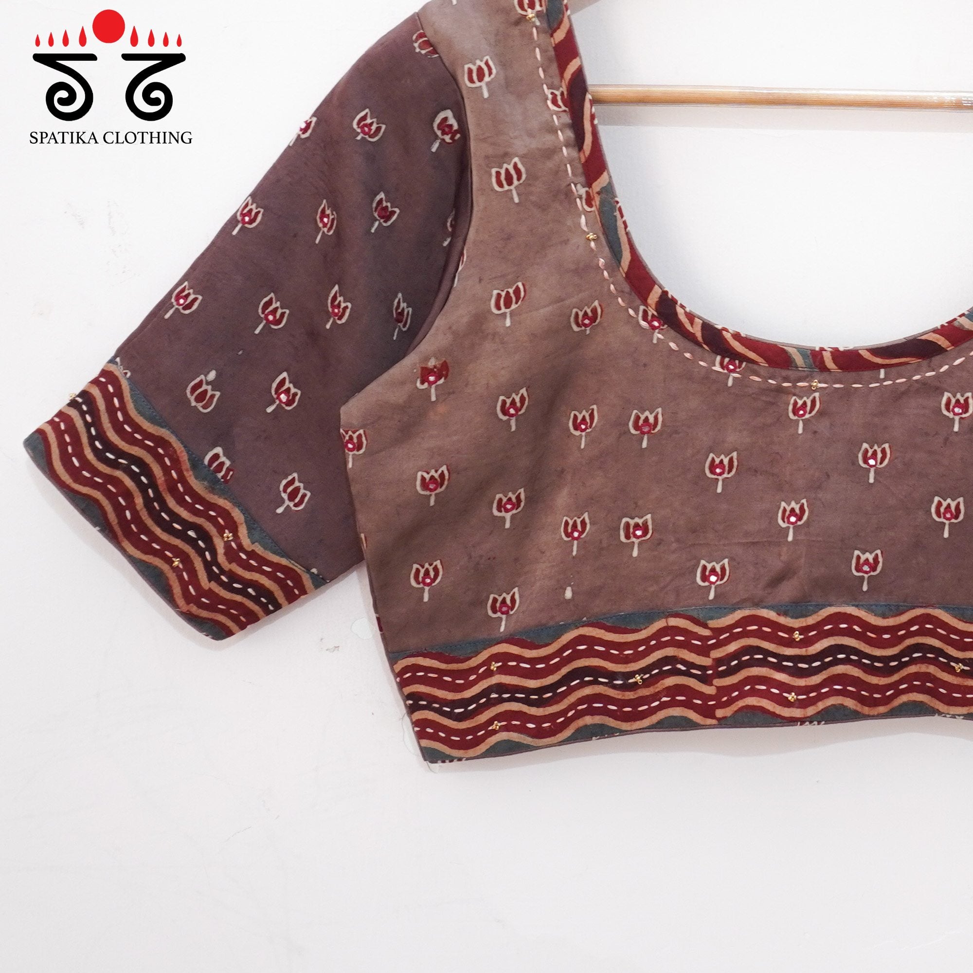 Brown Lotus - Ajrak Modal Handcrafted Blouse
