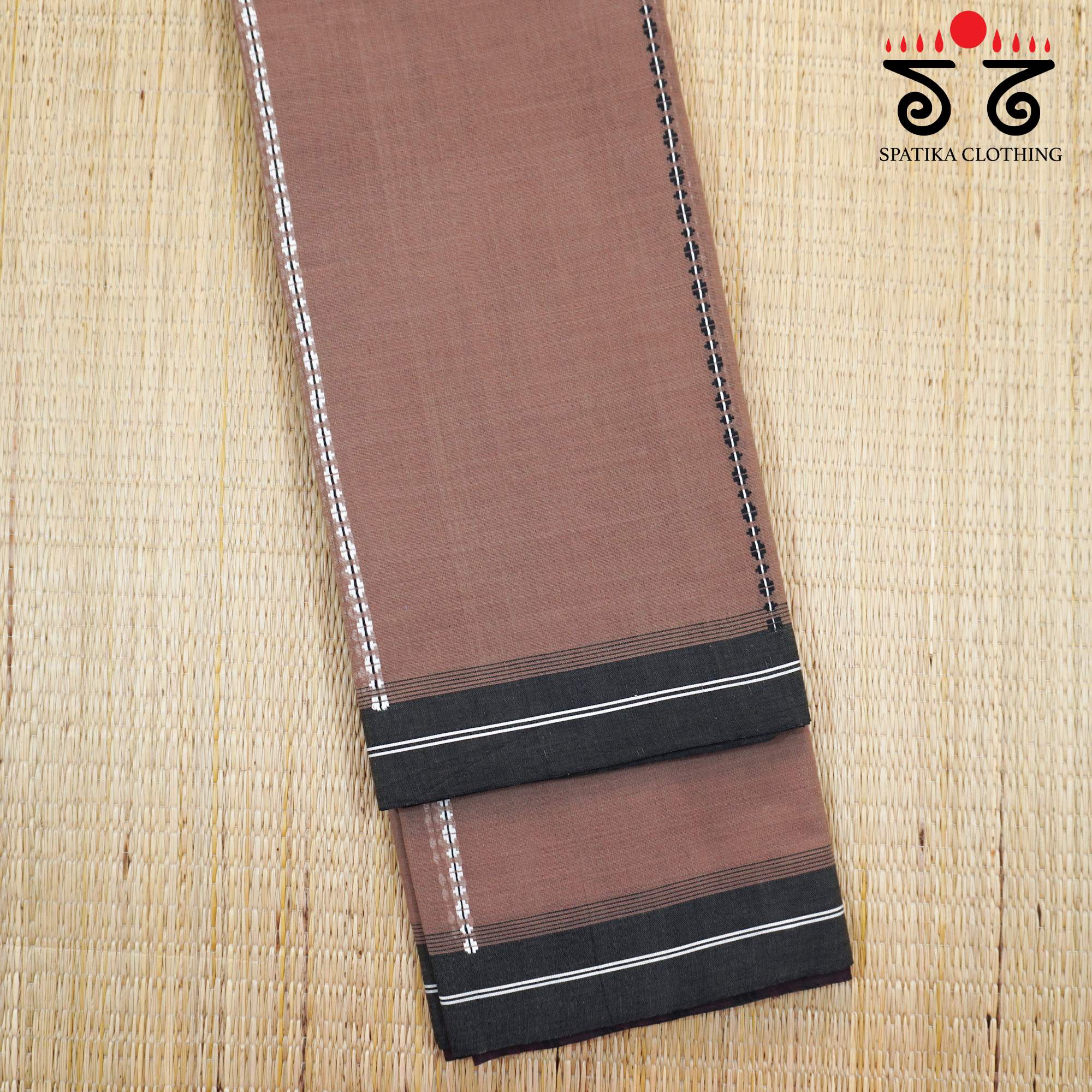 Brown Begampur Handwoven Cotton Saree