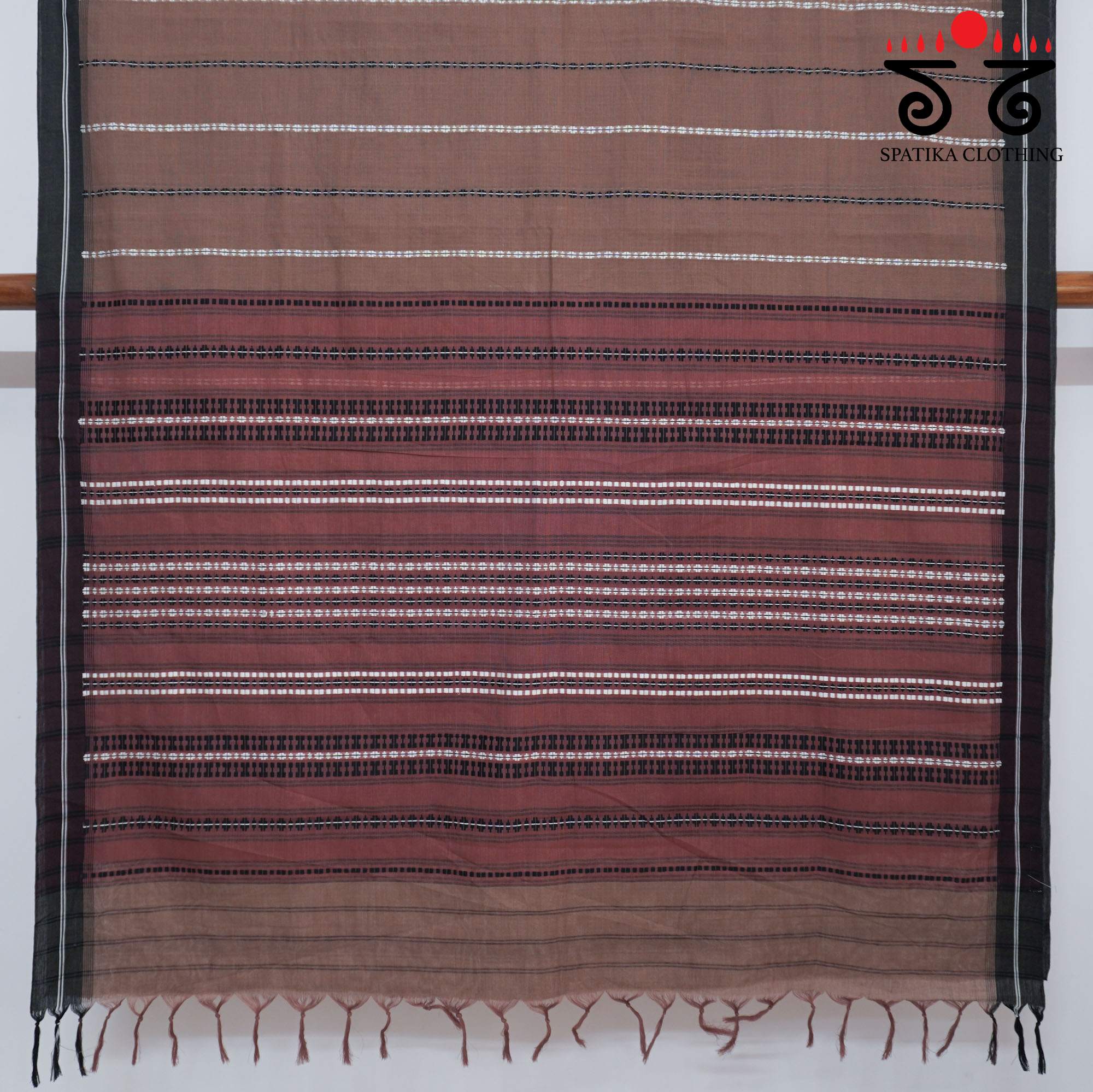 Brown Begampur Handwoven Cotton Saree