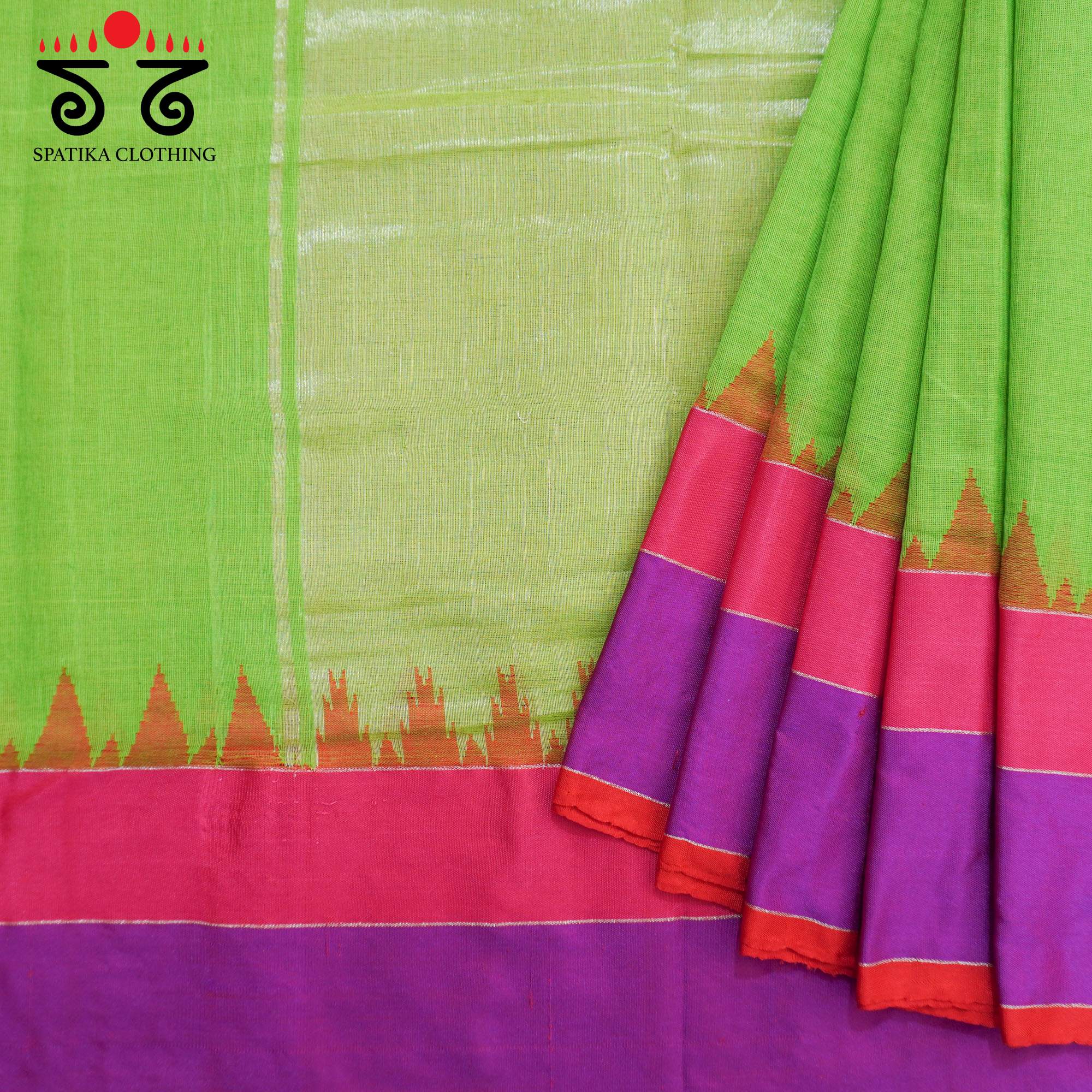 Green Ponduru Handspun Cotton Saree