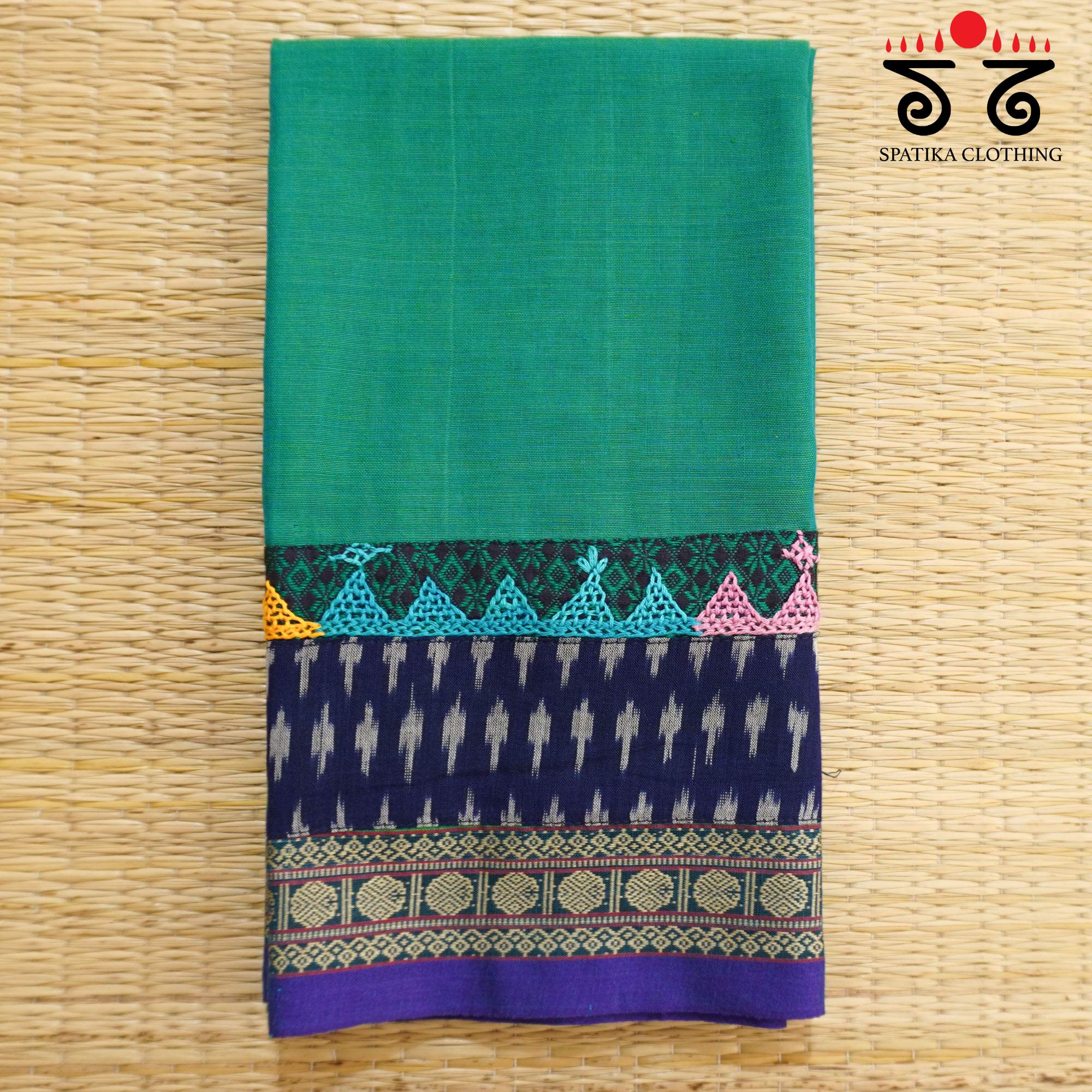 Green Lambani Hand-embroidered Blouse Fabric