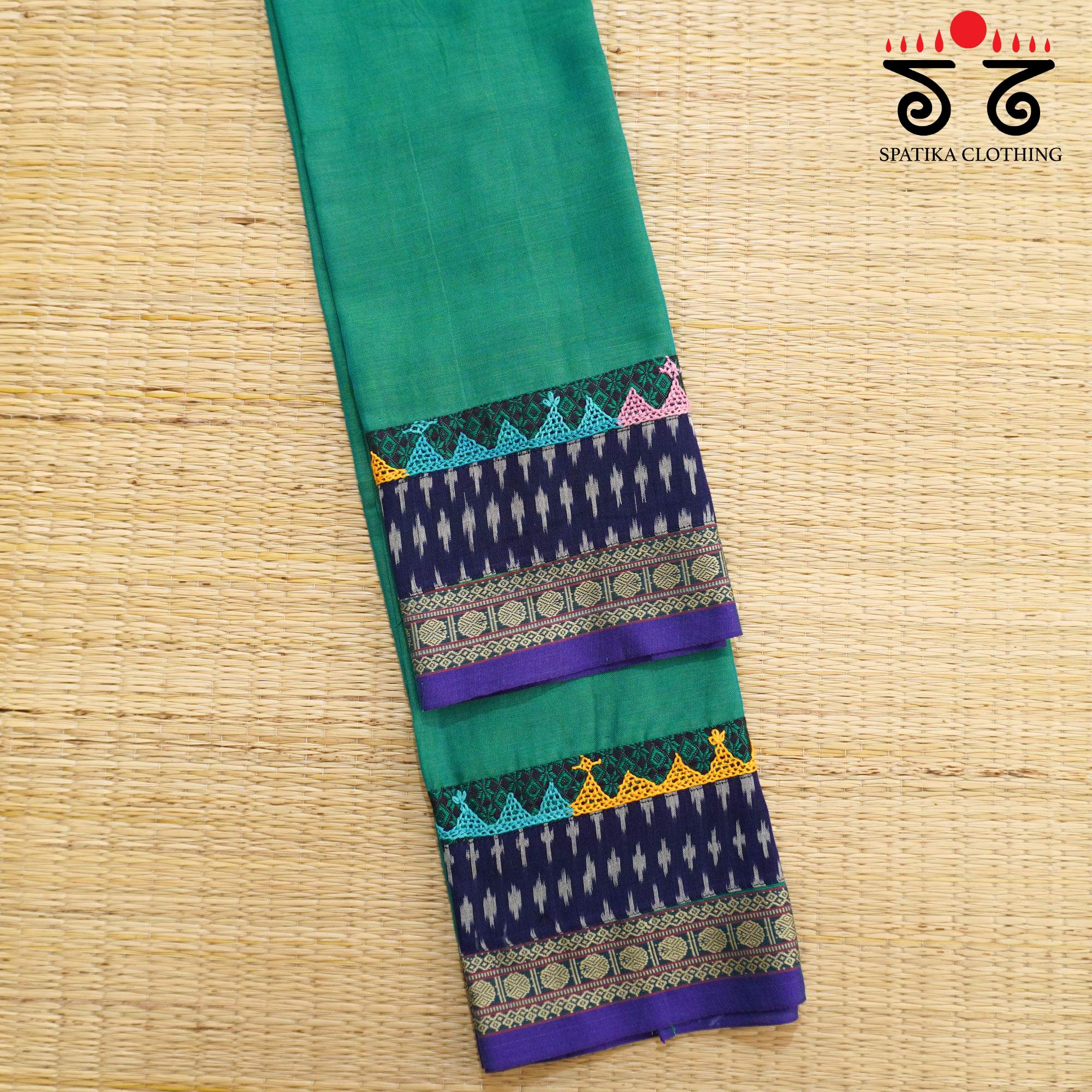 Green Lambani Hand-embroidered Blouse Fabric