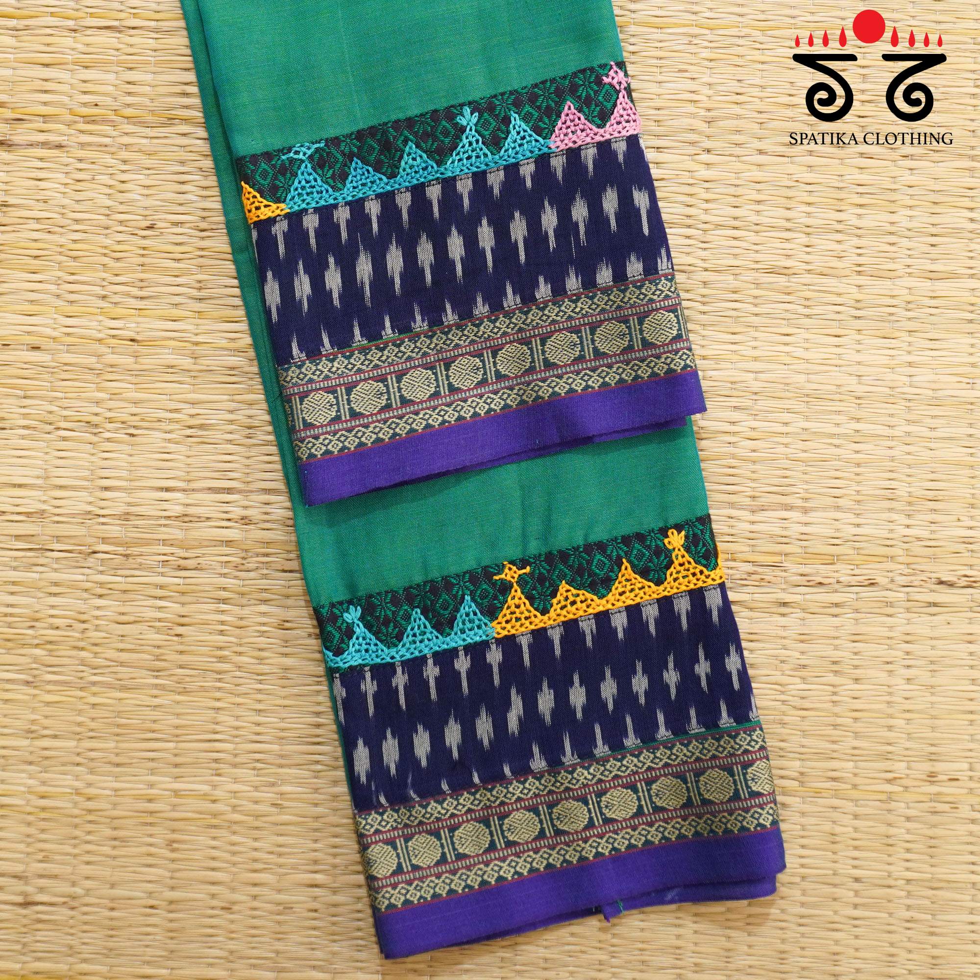 Green Lambani Hand-embroidered Blouse Fabric