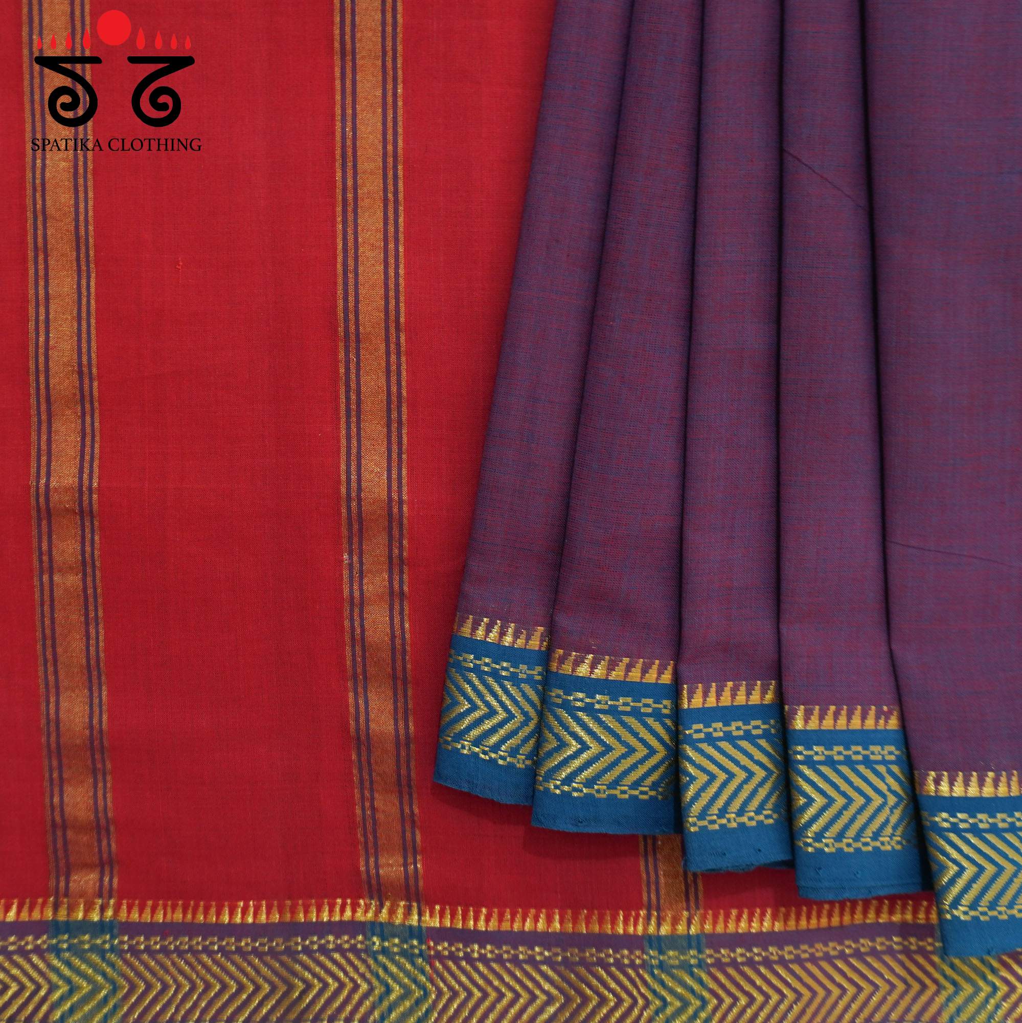 Grape Andhra Handwoven Cotton Saree With Special Blouse