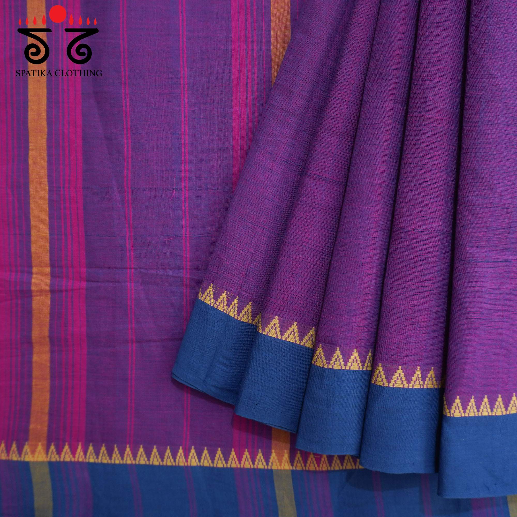 Purple Andhra Handwoven Cotton Saree With Special Blouse
