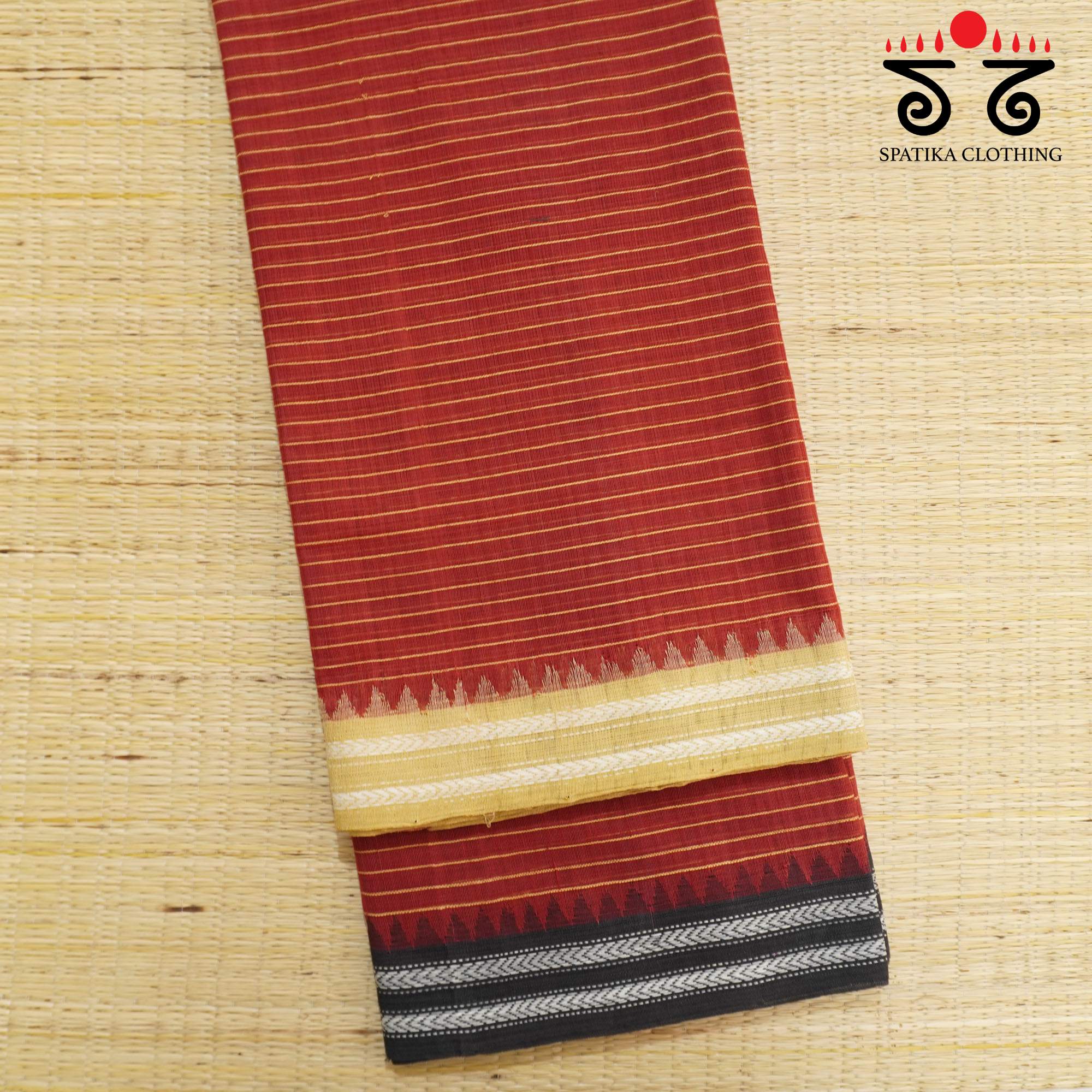 Red Ponduru Handspun Cotton Saree